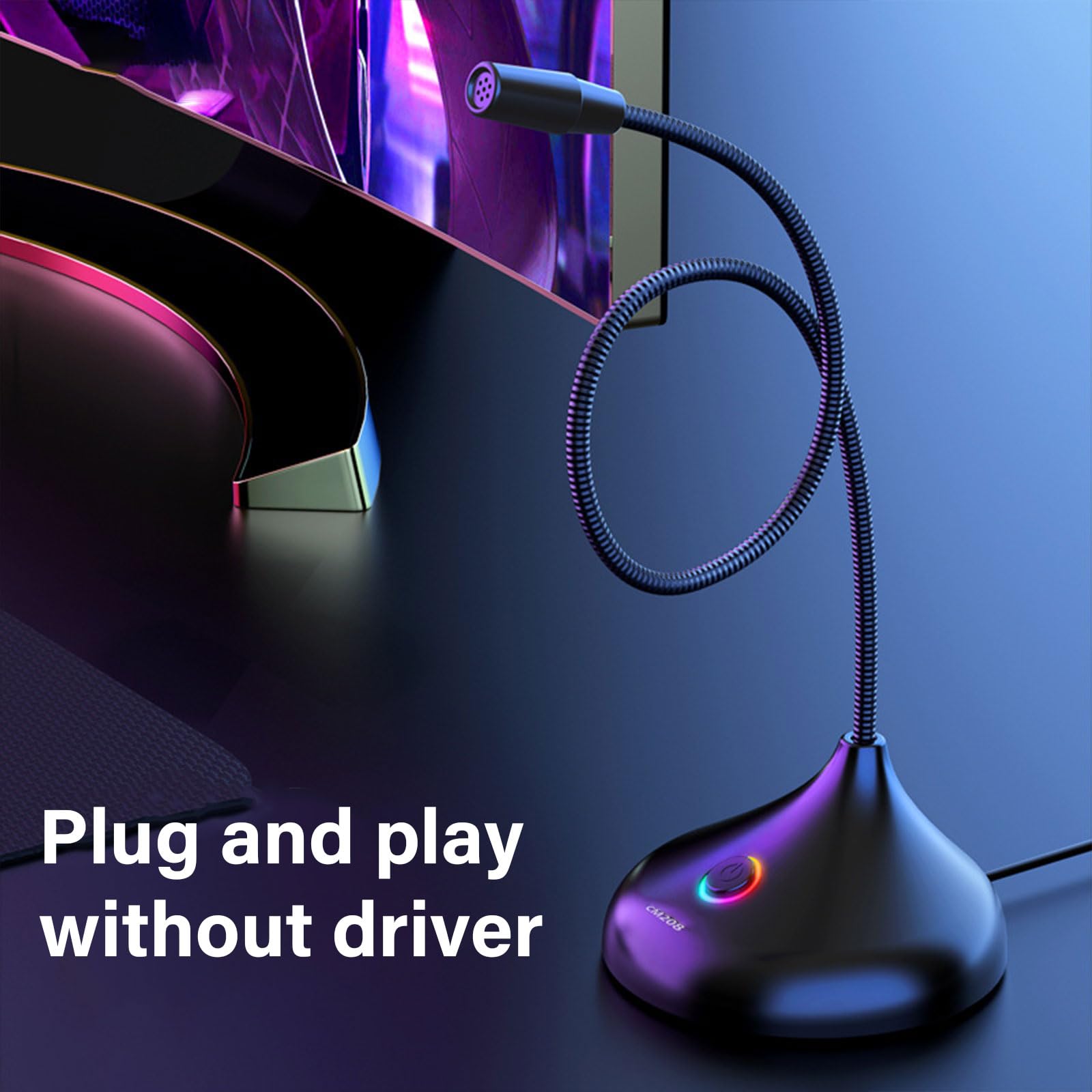XUZHID USB Microphones,USB Noise Cancelling Microphones with RGBs Lighting Microphones for Gaming Voice and Home Office Use
