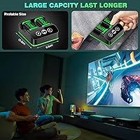 Vista 8 de DINOSTRIKE Paquete de 2 baterías de controlador de 6200 mWh, recargables compatibles con Xbox One, estación de carga RGB, cable USB C extendido