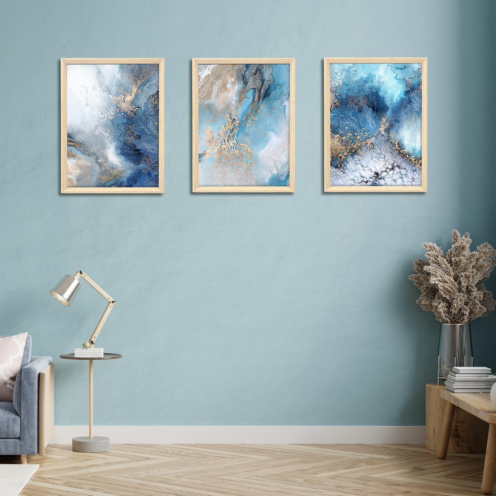 3 Pcs Wooden Framed Canvas Wall Art Set Bohemian Sage Green Canvas Prints Poster Geometric Line Beige Green Pictures for Living Room Bedroom Dinning Room Hallway Stairs Wall Decor 30x40cm x3pcs — view 79