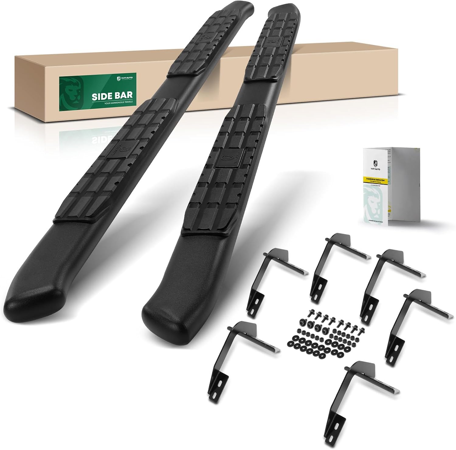 YHTAUTO 4.25 Inch Running Boards Fit Dodge Ram 1500 2019-2026 (Excl. Ram 1500 Classic) Crew Cab, Oval Bent Ends Side Steps Carbon Steel Step Bars Off-Road Exterior Accessories