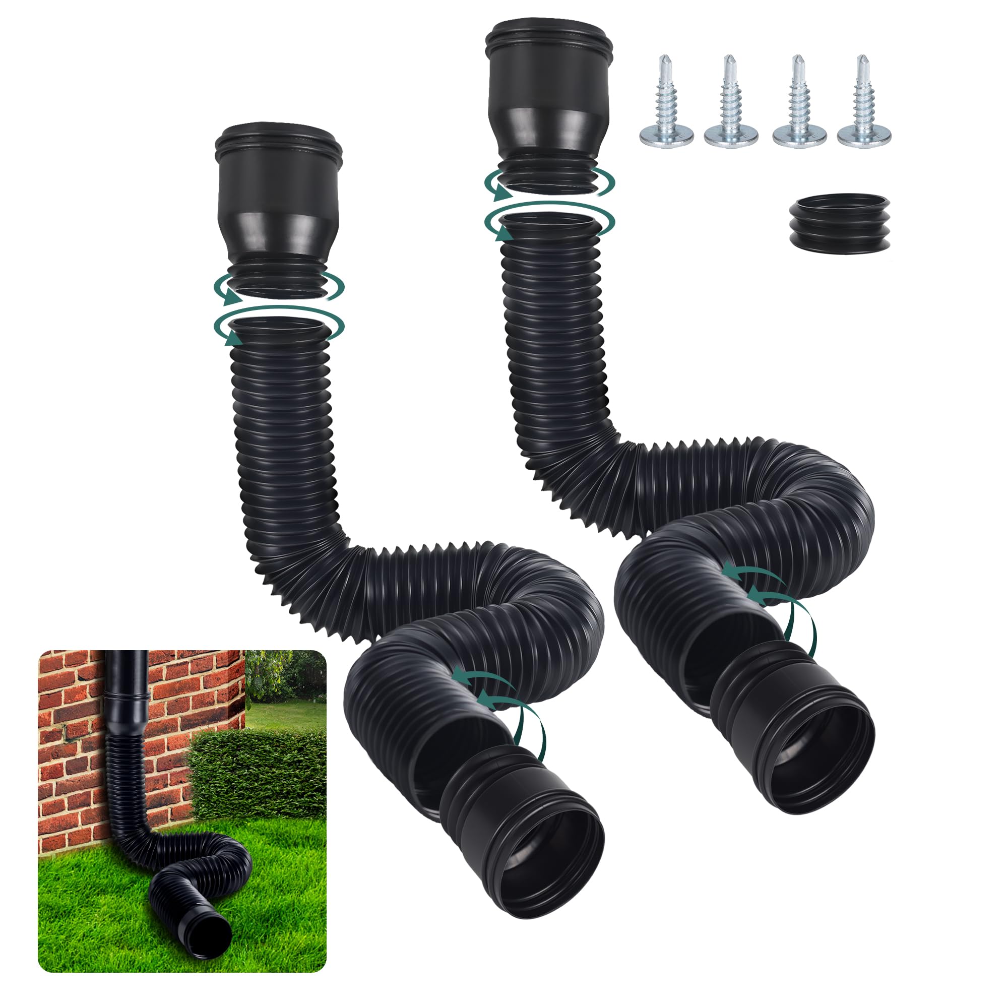 BKITC Gutter Flexible Downpipe Extension, Round Extension for Downpipe 80/100 mm, Rain Gutter Downpipe Drain Extension Set