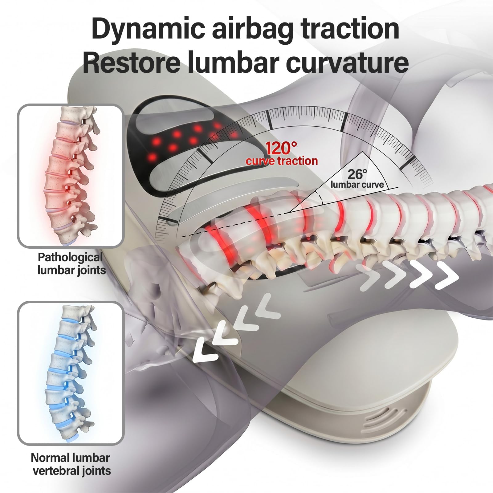 Masajeador de espalda lumbar con calor, tracción del airbag