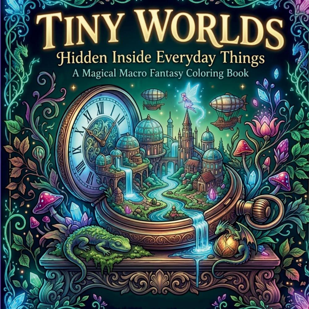 Tiny Worlds: Hidden Inside Everyday Things: A Magical Macro Fantasy Coloring Book (Tiny Worlds: Hidden Realms to Color)