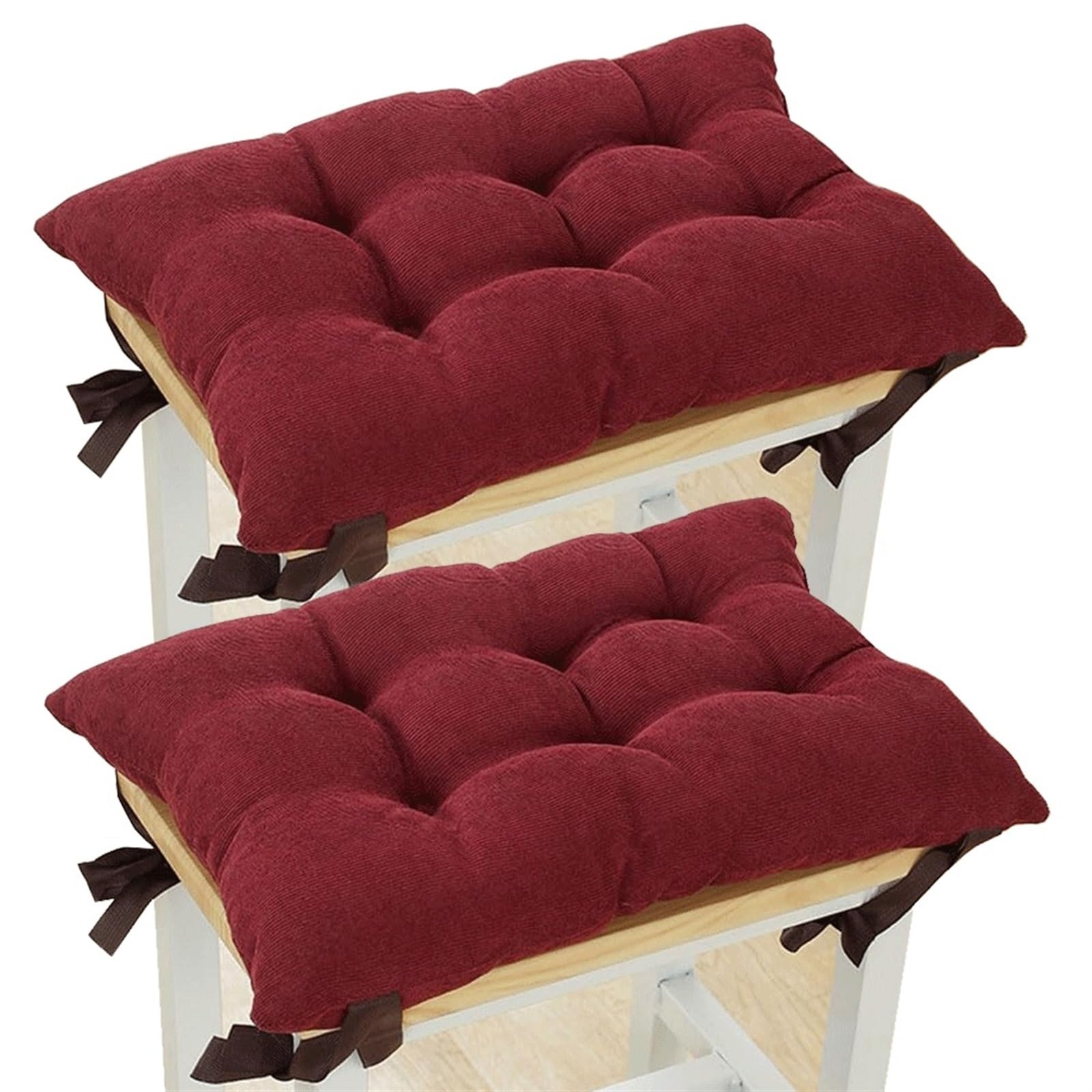 Uyeoco S15 Set Of 2 Soft Corduroy Seat Pad With Ties For Stool, 35X24cm Rectangle Stools Cushions Thick Cotton Padded Seat Cushions For Home Outdoor Garden Classroom(S15)
