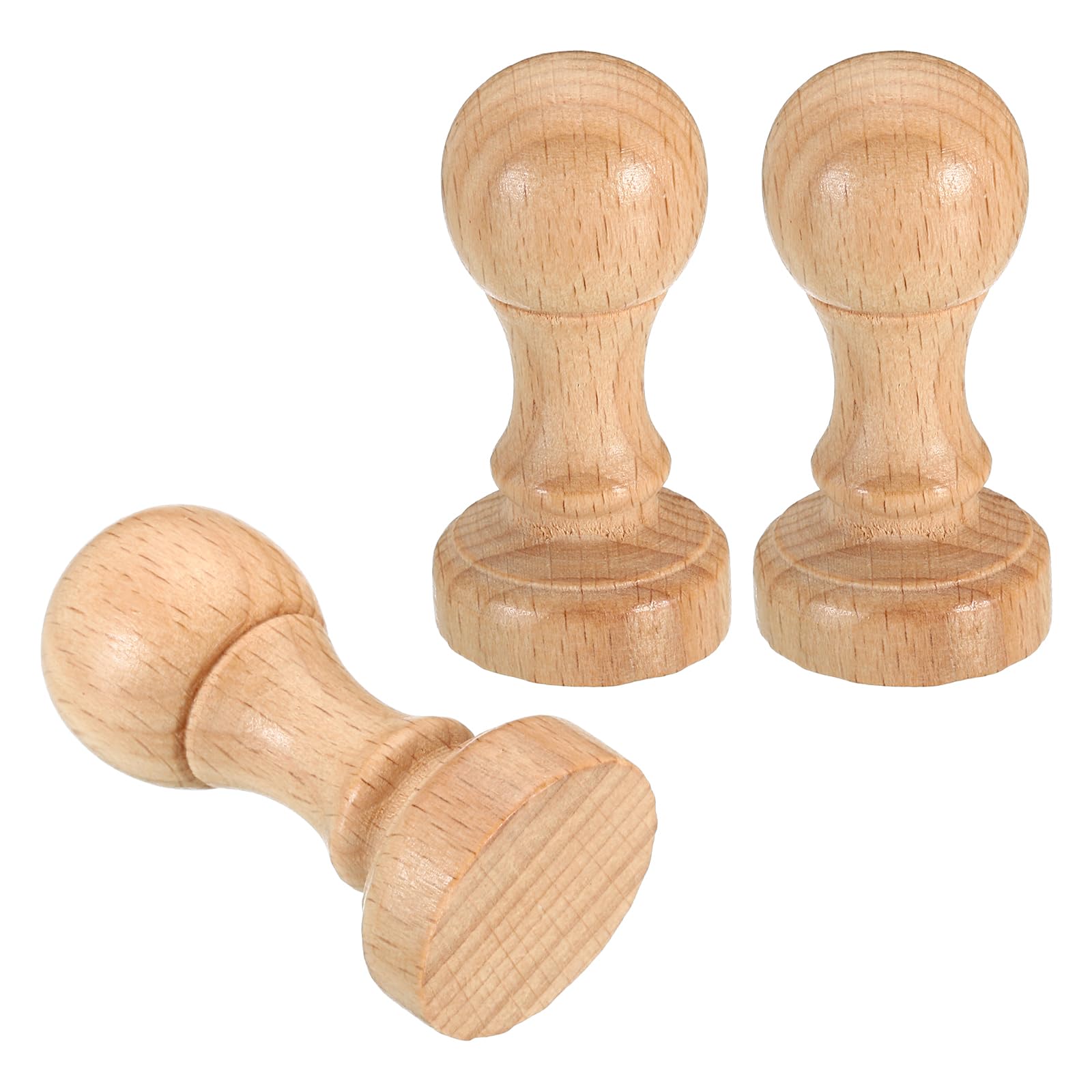 PATIKIL 30mm Stamp Wood Round Handle, 3 Pack Wooden Knobs Stamp Mounts Drawer Pulls for Stamp Making DIY Crafting Scrapbooking Brown