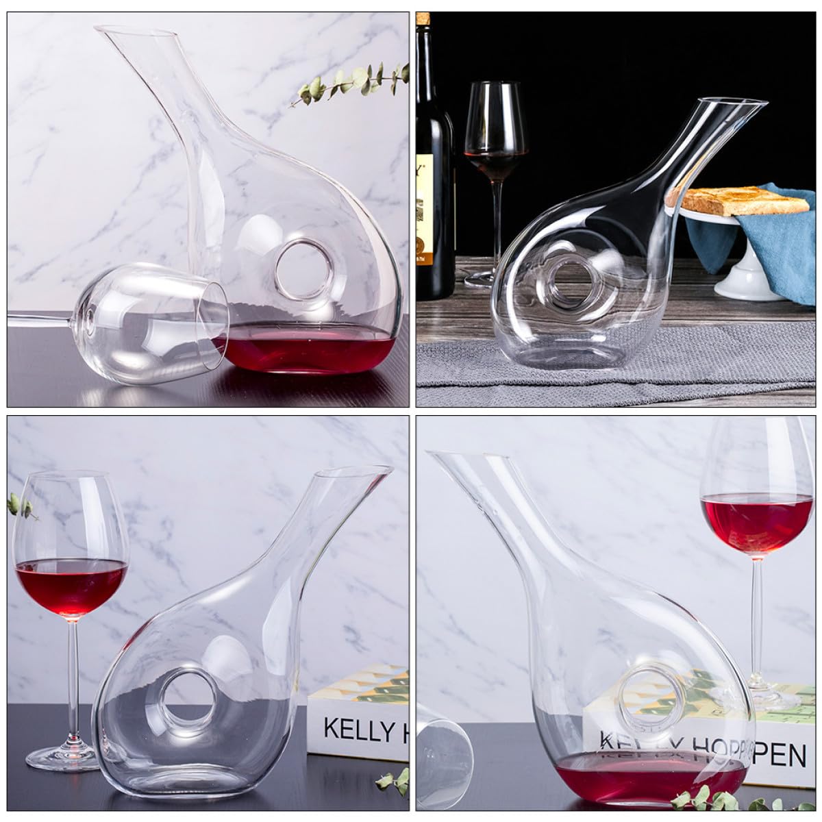 MAGICLULU Kreativer Weinausgießer aus Glas mit Belüftung zur Geschmacksverbesserung Flachem Boden und Eleganter Form für Zuhause und Besondere Anlässe