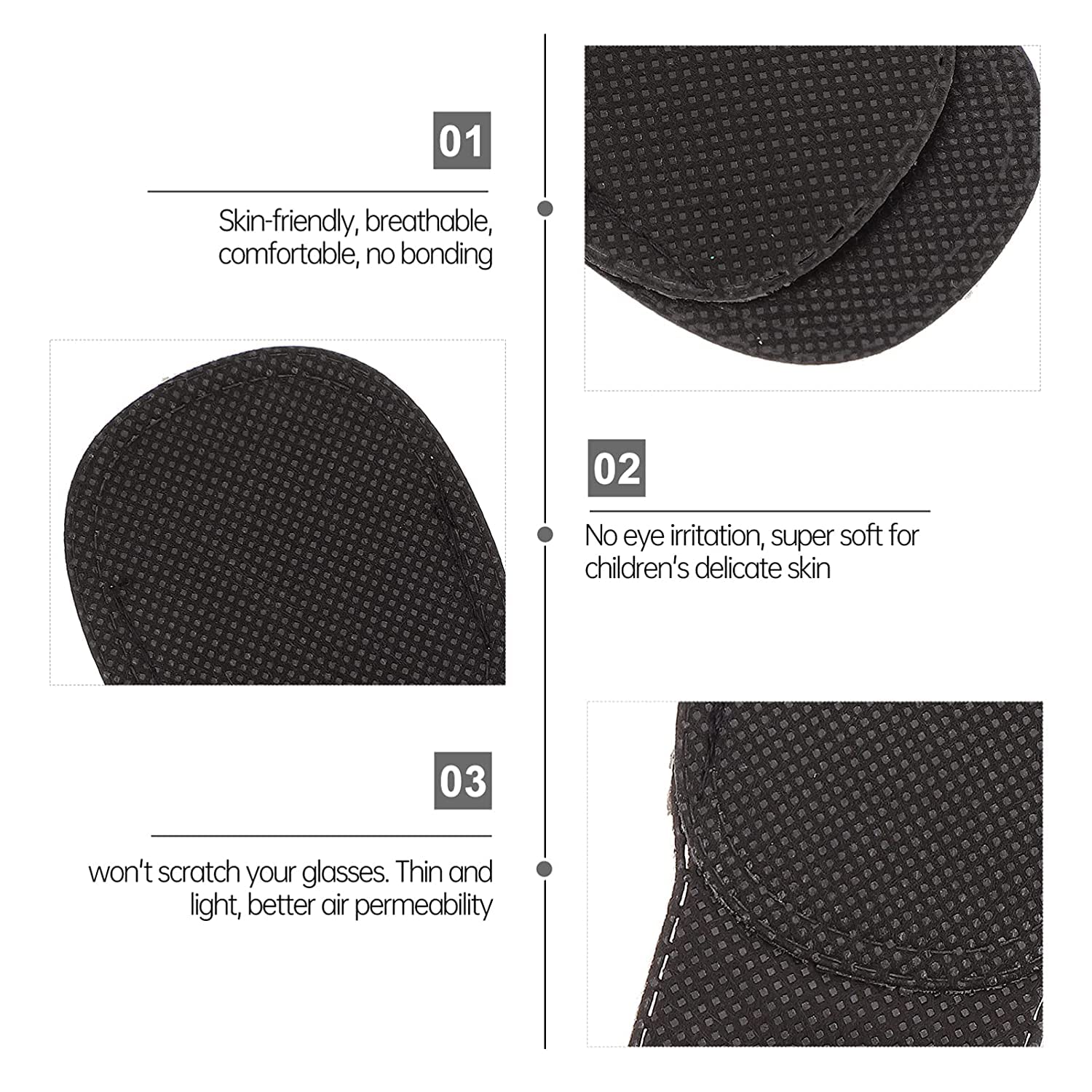 AUGEN Eyepatch for Kids Amblyopia Eye Patches, Kids Eye Patch, Strabismus, Lazy Eye Patch for Children Adults (Black, Pack of 2 Pair) 4