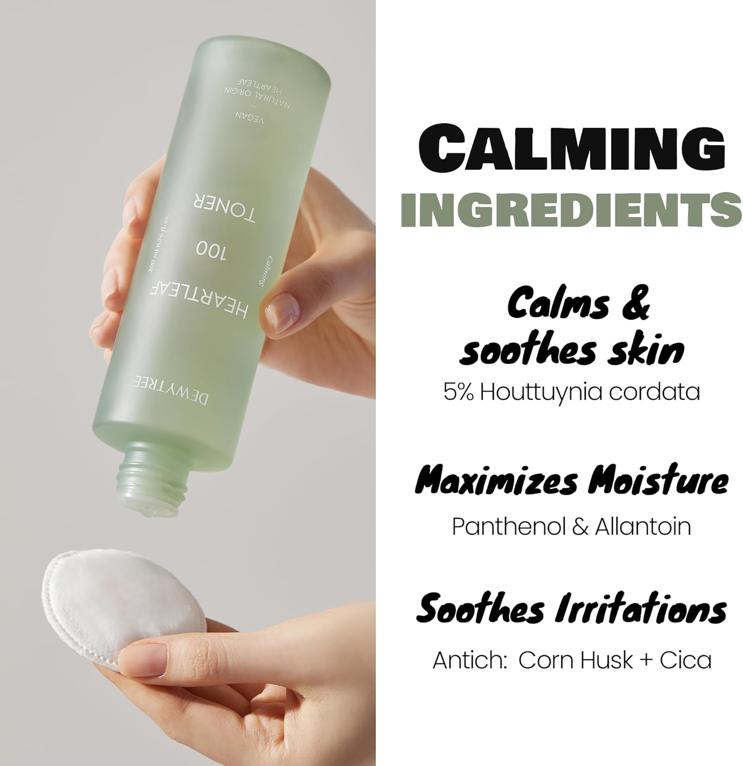 DEWYTREE Heartleaf 100 Toner | Korean Toner for Face w/Heartleaf Extract, Centella Asiatica & Rosemary Oil | Hydrating Toner for Sensitive Skin | Vegan Skin Care Toner (6.76 Fl. Oz.) - Image 2