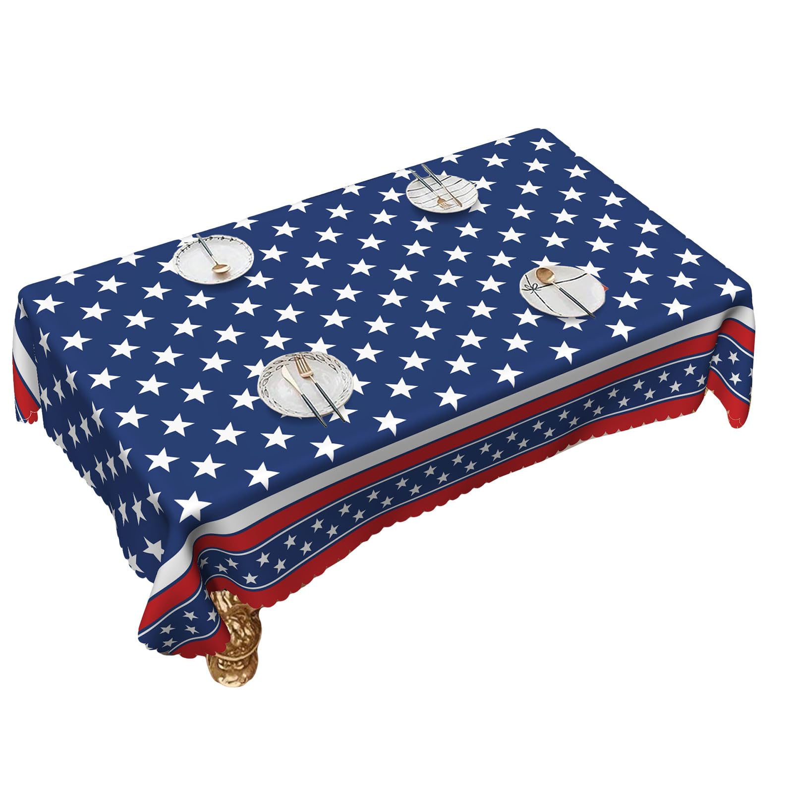 Kalttoy Flags Patriotic Tablecloth Stars and Stripe Table Covers for 4th of July Memorial Day Indoor Outdoor Use Patriotic Tablecloth Flags