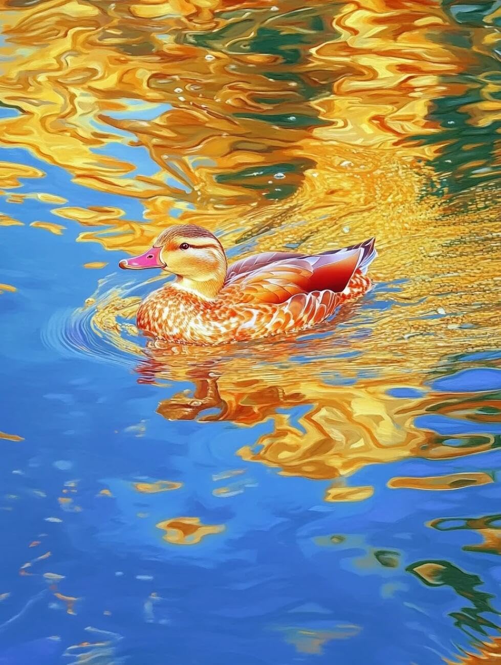 RKFLGEW 14CT Embroidery Kit Fantasy Duck Embroidery Kit for Beginners Adult DIY Cross Stitches Needlepoint Set Home Decoration 40x50cm