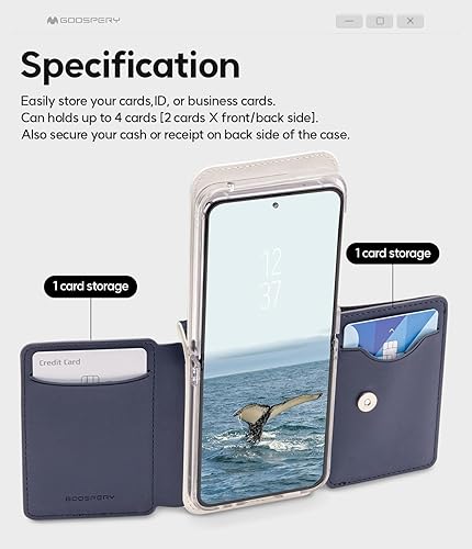 Miniatura 2 de GOOSPERY Cartera flexible diseñada para Z Flip 5, 4 ranuras para tarjetas y dinero en efectivo Funda de teléfono con solapa de apertura de doble