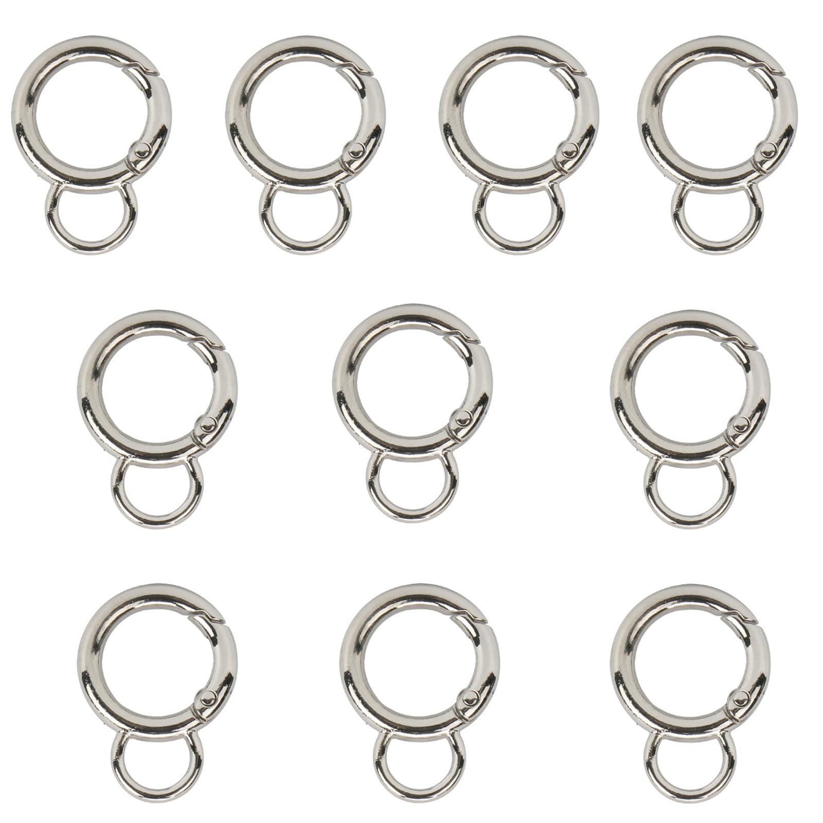 Alksubbm Of 10 Metal Carabiners Keyrings Buckle Metal Spring Clip for Handbag Handle Strap Keychain Craft Jewelry Making Chain Clip