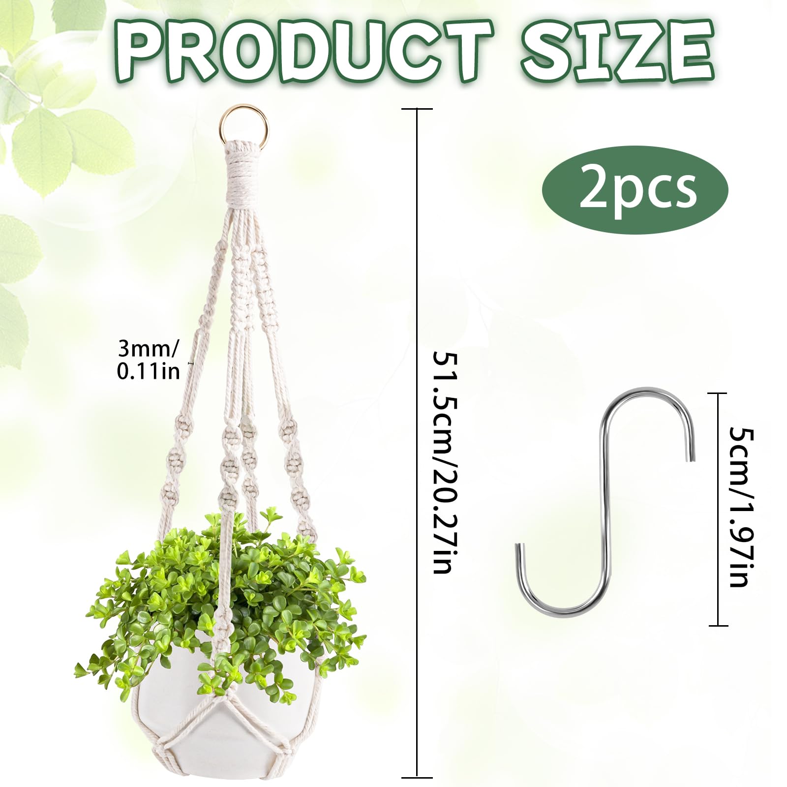 Appendini Per Piante MacramÃ¨,2pcs Porta Piante Da Appendere,Porta