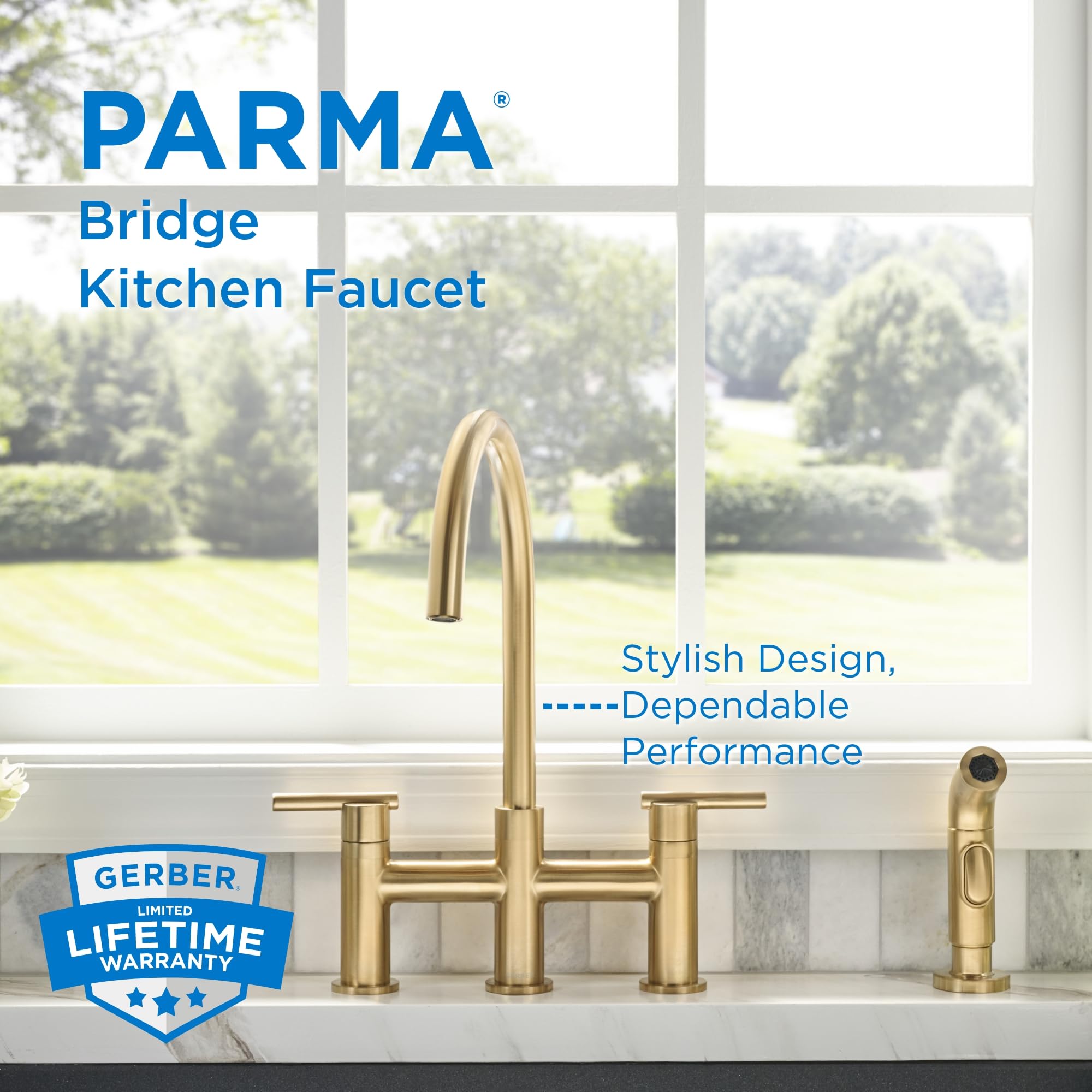 Gerber D424458BB Parma 2H grifo de cocina, bronce cepillado