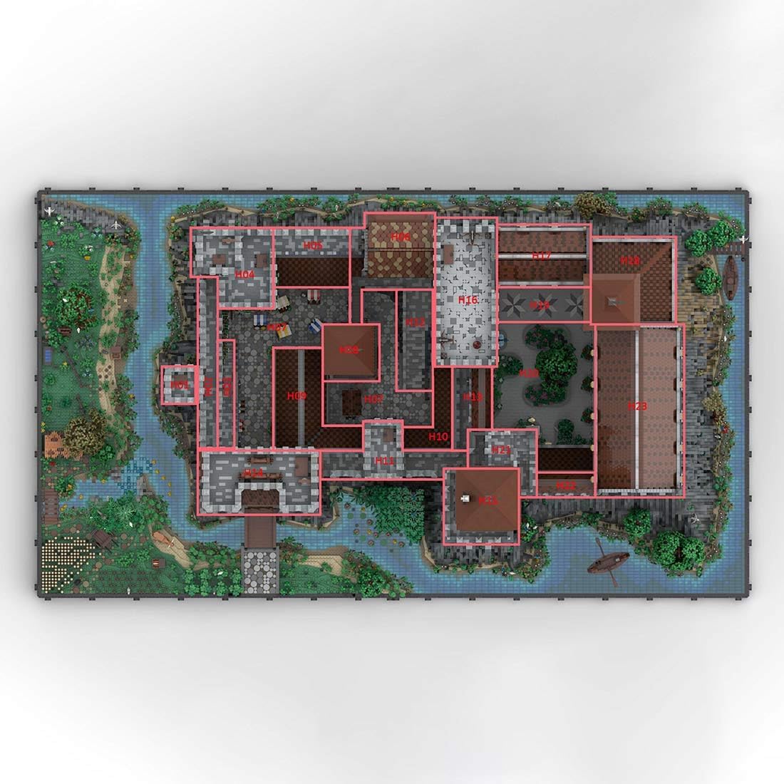 Generic Modular Medieval Castle Series, MOC 131267 H22 Outer Palace Wall Building Blocks Set for MOC-131299 Complete Medieval Castle Model Kit(1317PCS)