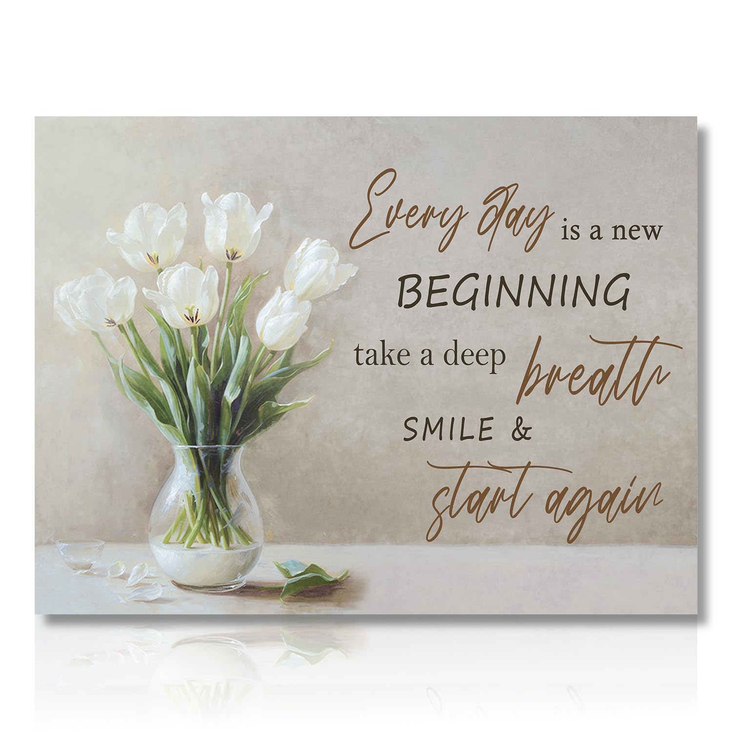 NymphFable White Flower Wall Decor Poster Motivational Quotes Wall Poster for Bedroom Living Room Decor 12x16 in Unframed