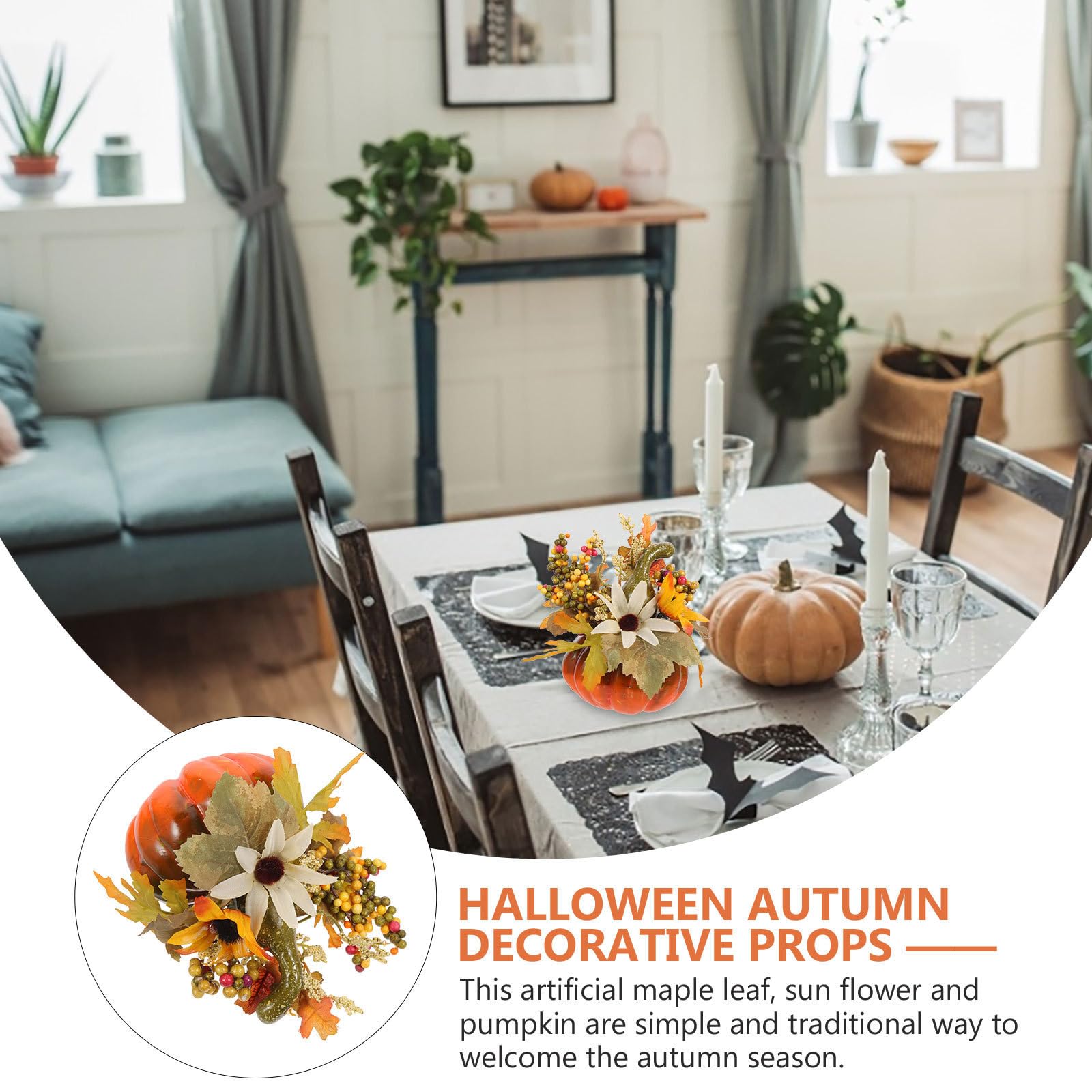 Decorazione Artificiale Zucca Qj703 in Plastica per Tavolo Autunnale