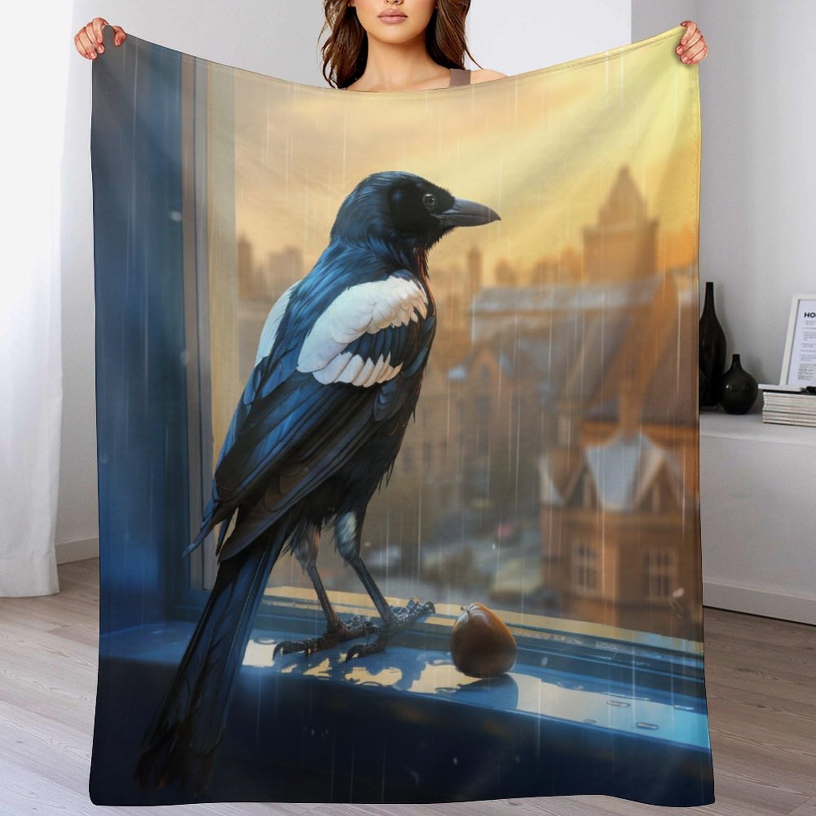 Couverture pour chaise et sofa jeté flannel oiseau pour sieste