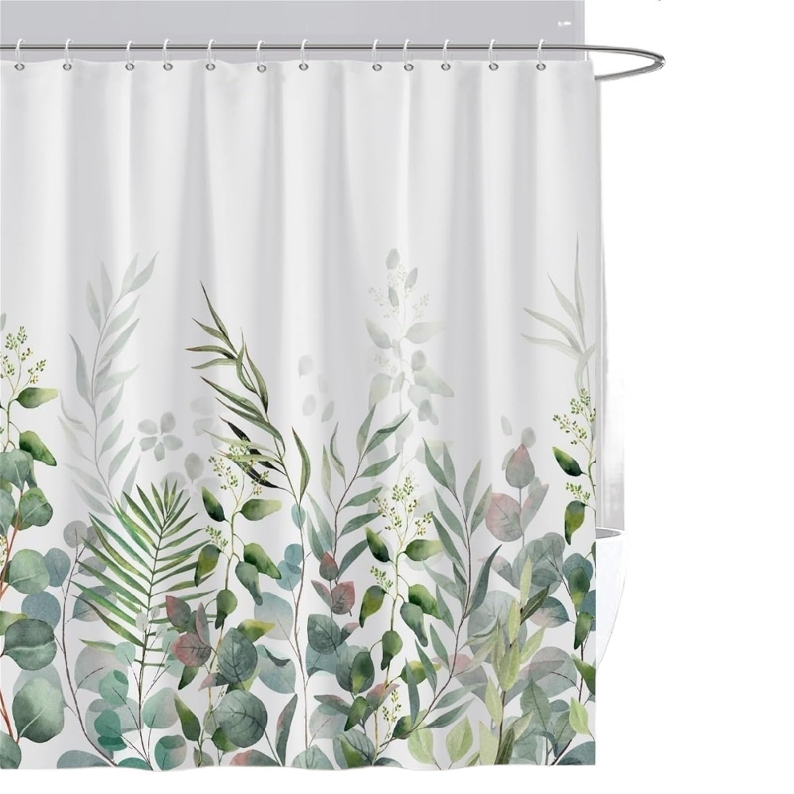 MZSKLW Shower Curtain Green And Magenta Shower Curtain Plants For Bathroom Waterproof Quick-Drying Leaves With Hooks 72x72 Inch