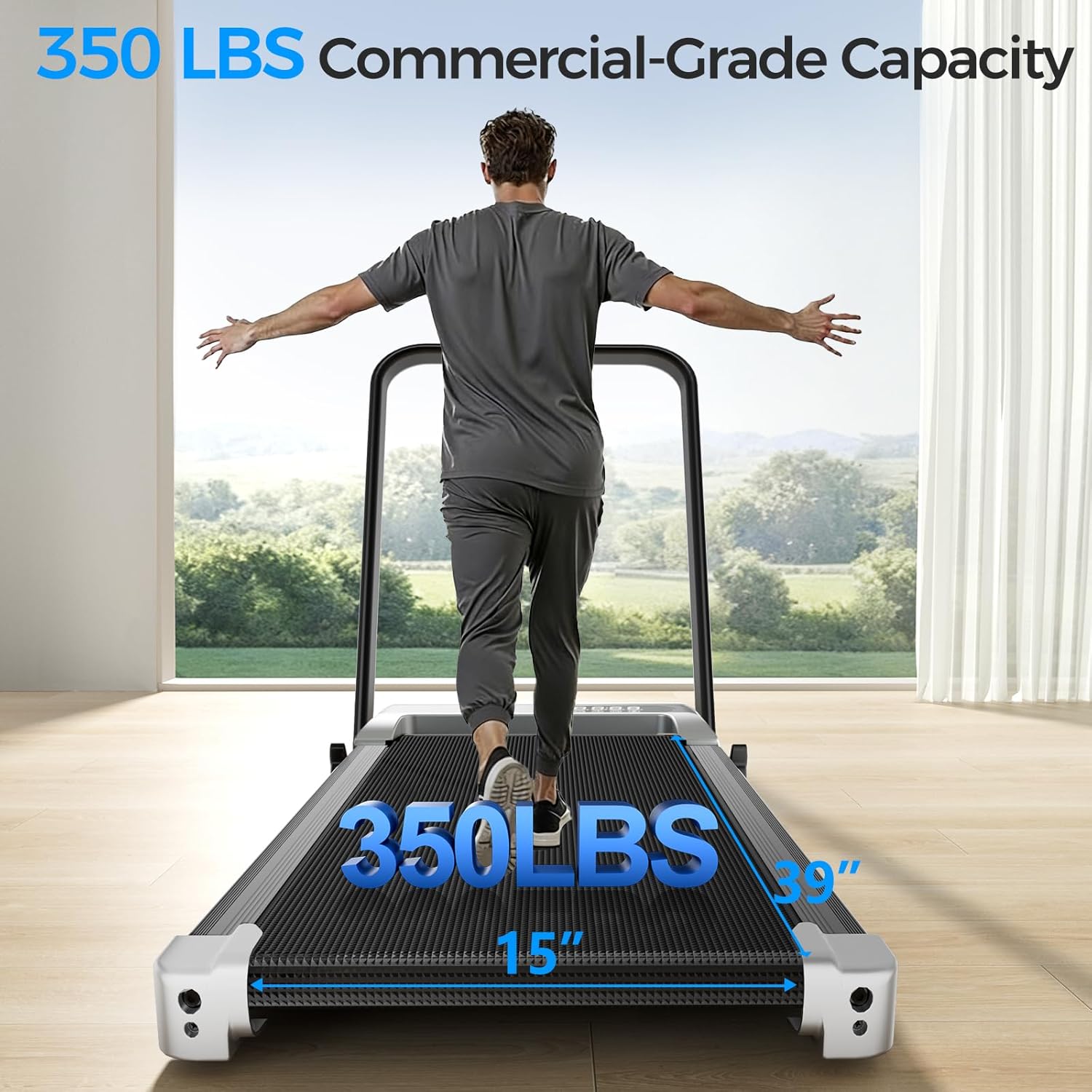 Walking Pad Treadmill with 8% Incline for Home Office,3.0HP Low Noise Portable Folding Under Desk Treadmill with Remote Control,Jogging Running Machine,350 Lbs Capacity,LED Display,Handle Bar