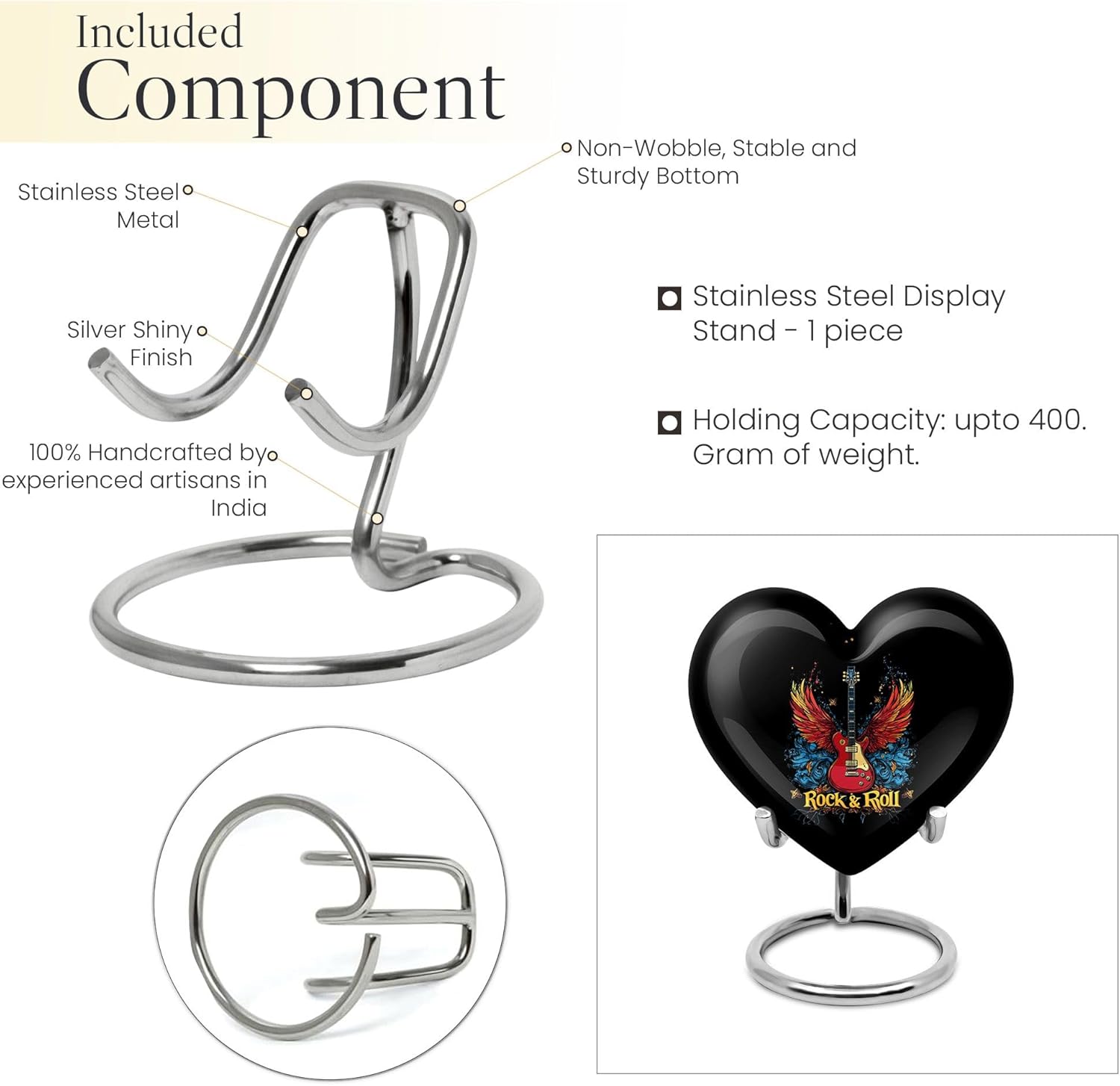 Guitar Mini Urns for Human Ashes Adult - Black Decorative Keepsake Heart Small Funeral Cremation Urn with Wings - Tiny Urns for Human Ashes Female - Burial Urn for Women & Men 3 Inch