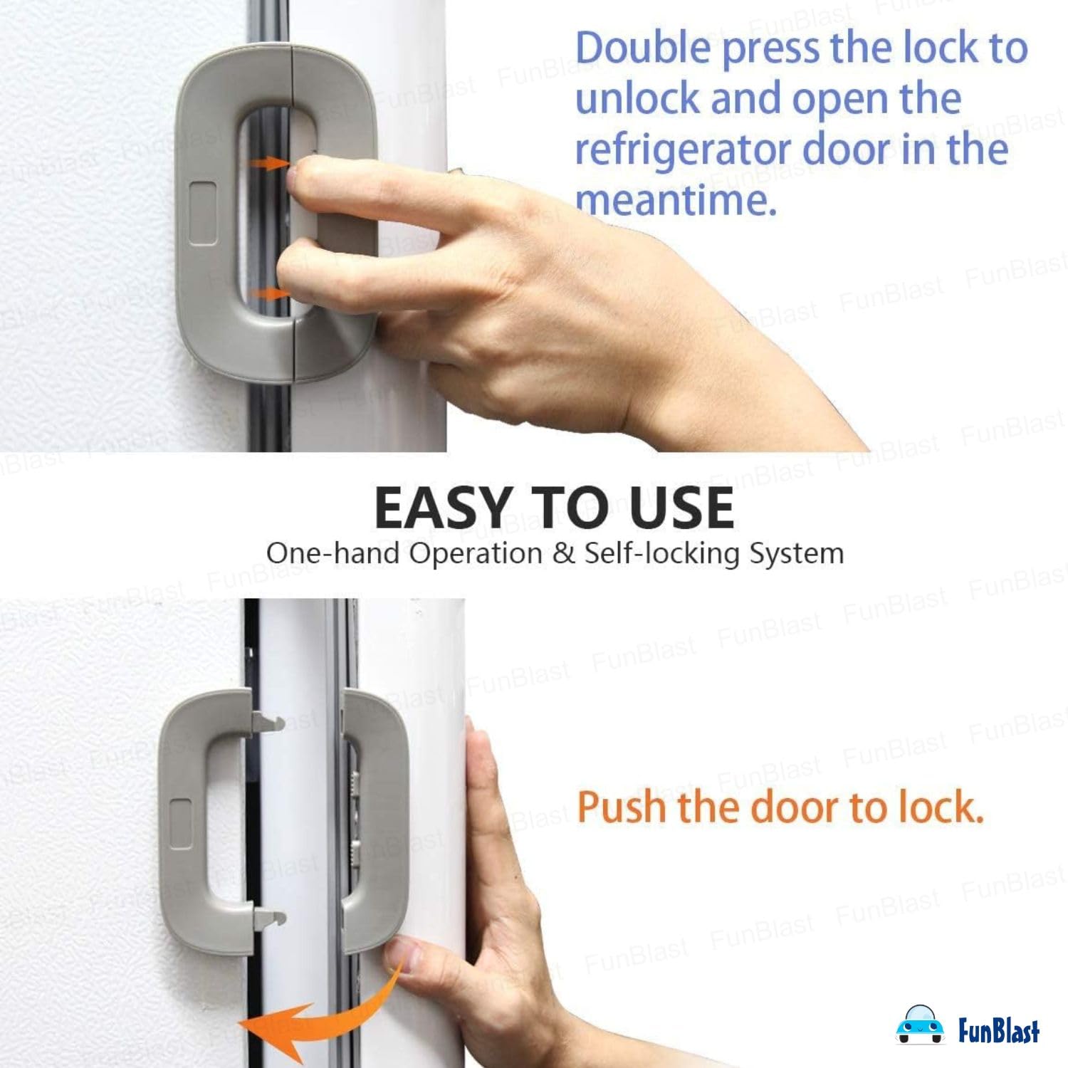 FunBlast Sliding Door & Window Safety Lock – No Drill Child Safety Lock for Refrigerator, Sliding Windows, Balcony Doors & Wardrobes, Easy Installation Adjustable Locks (Grey) — Amazon image 3