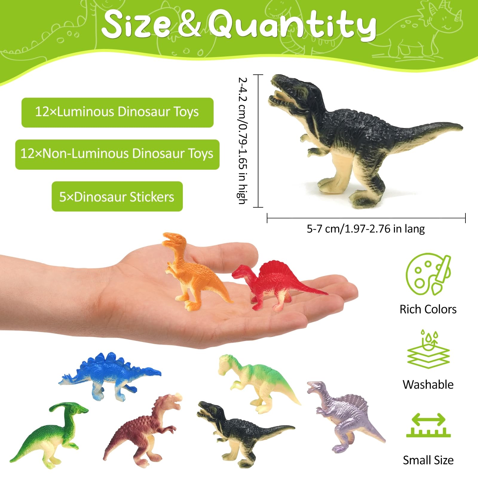 60 Stück Mini-Dinosaurier Aus Kunstharz – Leuchten Im Dunkeln, Für Dekoration, Feengarten & Mehr