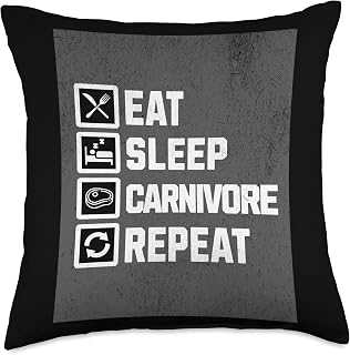 Carnivore Eat Sleep Repeat Diet Meat Eater Keto Throw Pillow