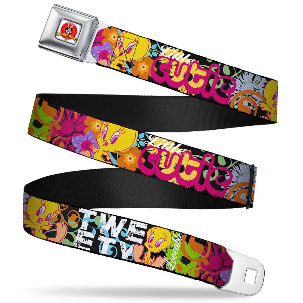 Buckle-Down Seatbelt Belt - Tweety Bird Poses LITTLE CUTIE-LOVEABLE Black/Multi Color - 1.0
