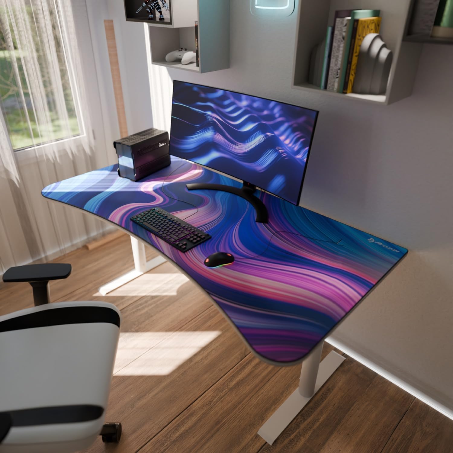 Arozzi Arena Gaming Desk Mat, Full Surface Custom Desk Pad, Interchangeable, Water Resistant & Washable Computer Desk Mouse Pad with Stitched Edges (D029)