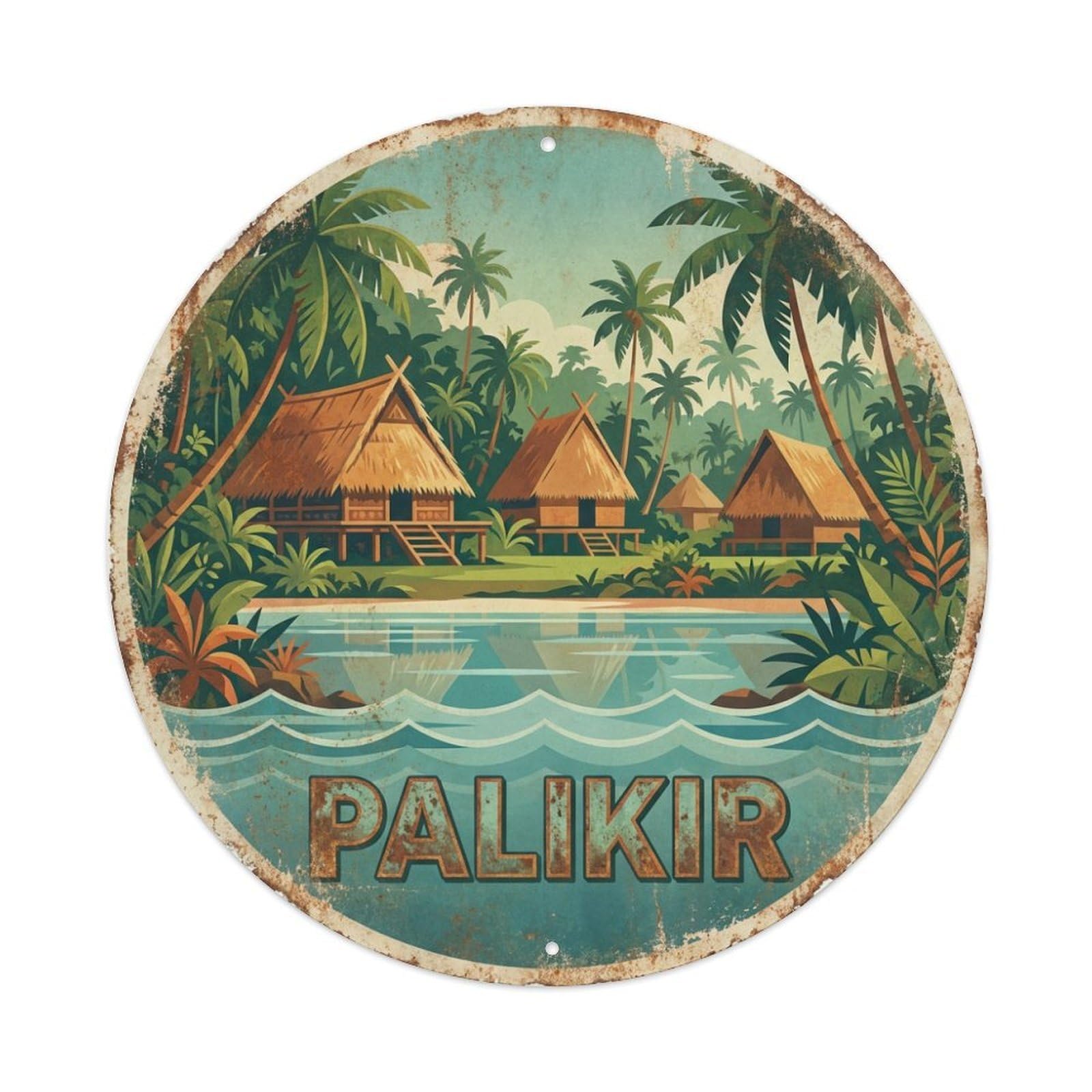 Vintage Travel Micronesia Palikir Metal Tin Sign