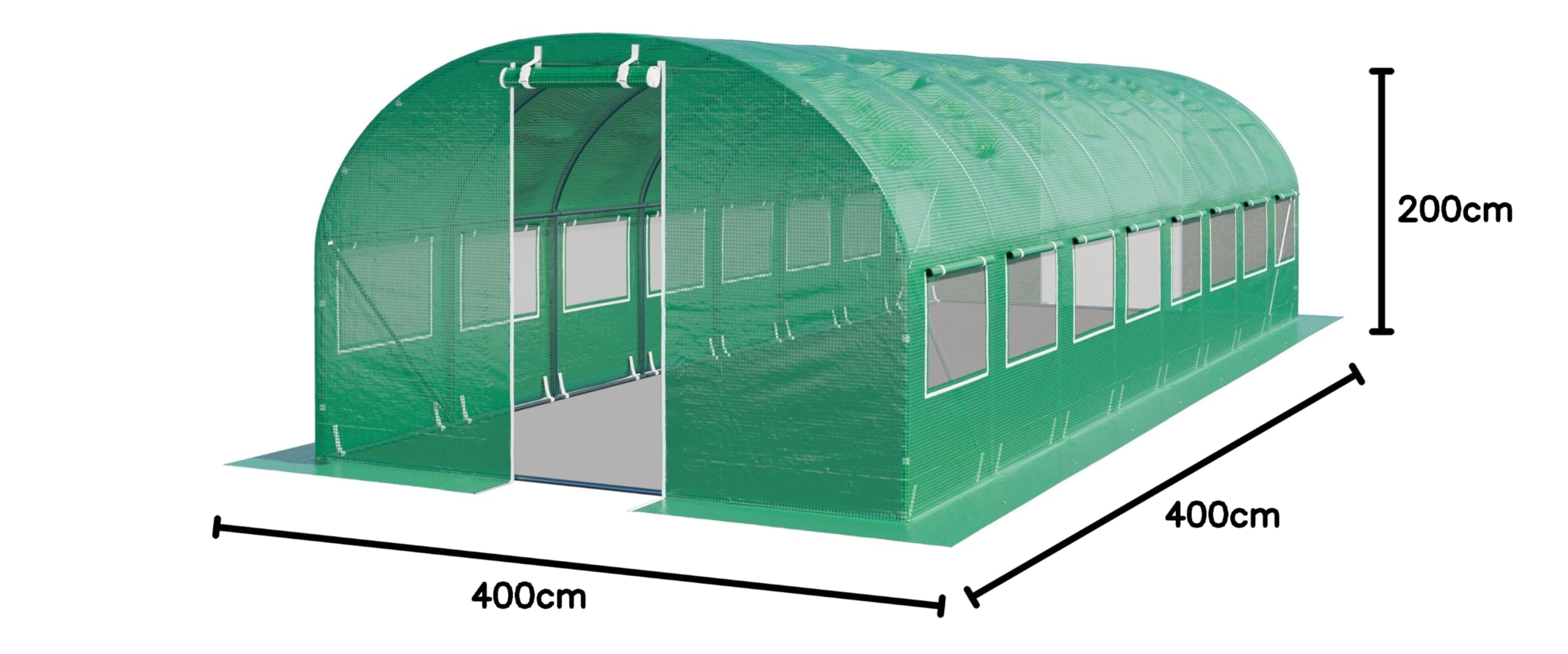 TOOLPORT Serra da Giardino tunnel Serra Orto stabile e robusto 4x8m - Telo PE 180g/m² verde transparente