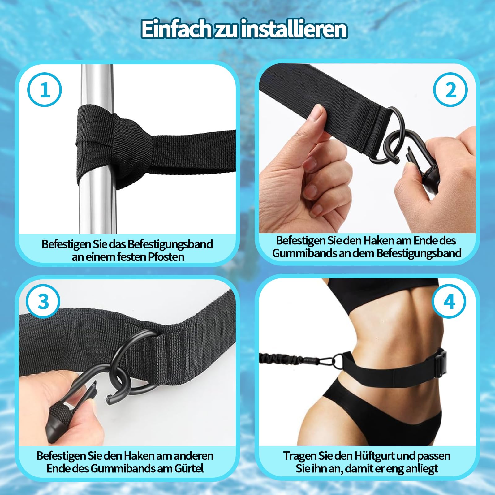 Cintura da nuoto per piscina, 4 – 10 m, regolabile, per piscina, per adulti