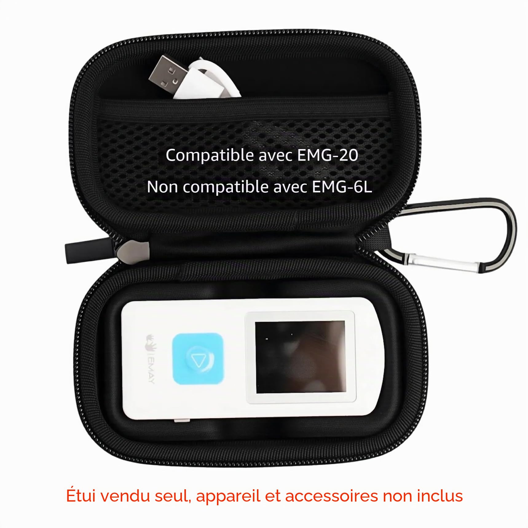 EMAY Étui de transport rigide pour moniteur ECG portable EMG-20 (étui uniquement)