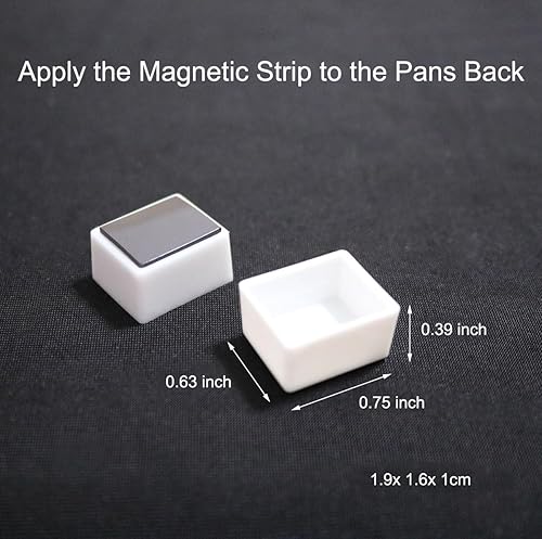 Miniatura 3 de Paleta de acuarela para pintura con 40 piezas de plástico blanco vacío para acuarela media cacerola con cuadrados magnéticos, paleta de pintura para