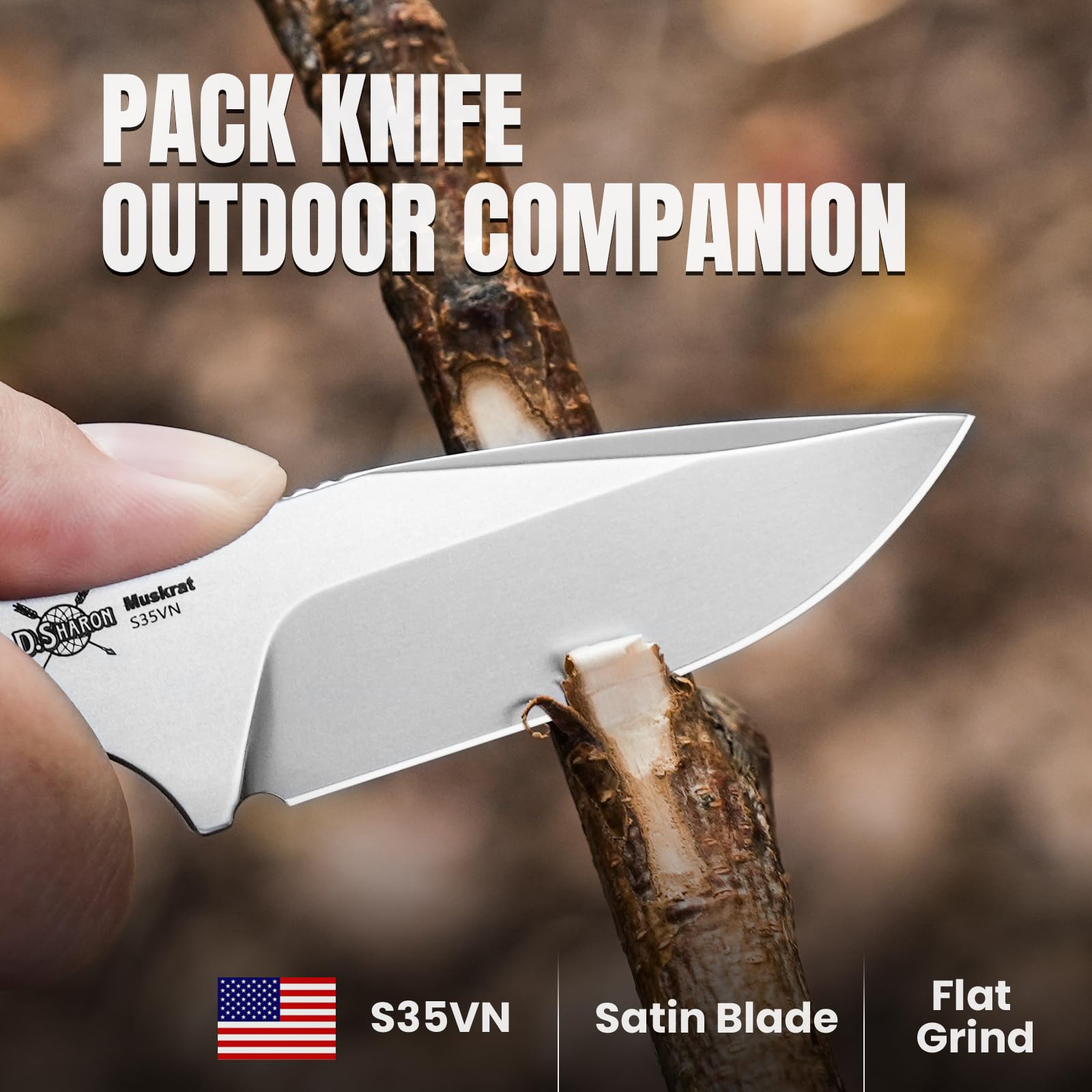 Kizer Muskrat Feststehender Messer, 8 cm S35VN Stahl mit Mkuruti Holzgriff Feste Klinge EDC Messer für Männer Frauen, für Outdoor-Jagd Wandern Überleben Camping mit Scheide, 1064A2