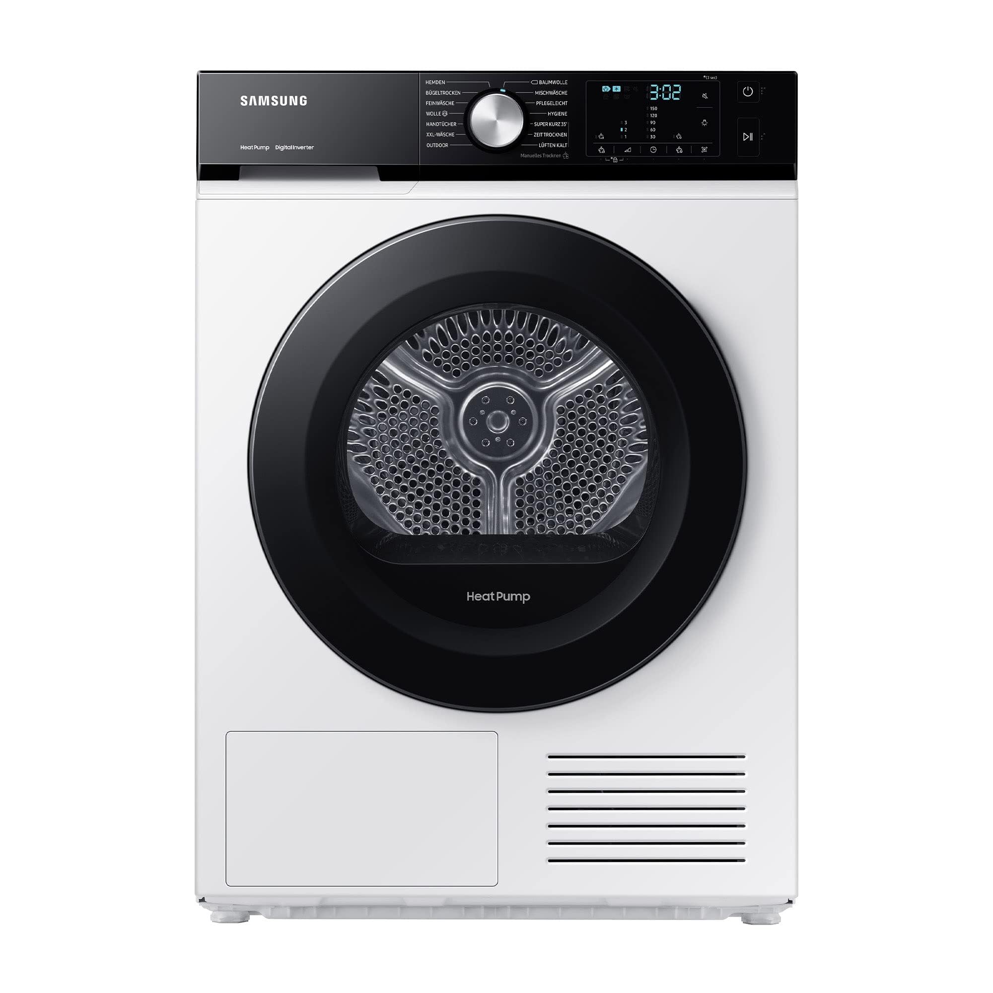 Samsung DV8GBBA225AE/EG Bespoke Wärmepumpentrockner, 8 kg, Hygiene+, Optimal Dry - Sensorgesteuertes Trocknen, 2-in-1 Komfortfilter, Super Kurz 35‘, Digital Inverter Motor, Weiß