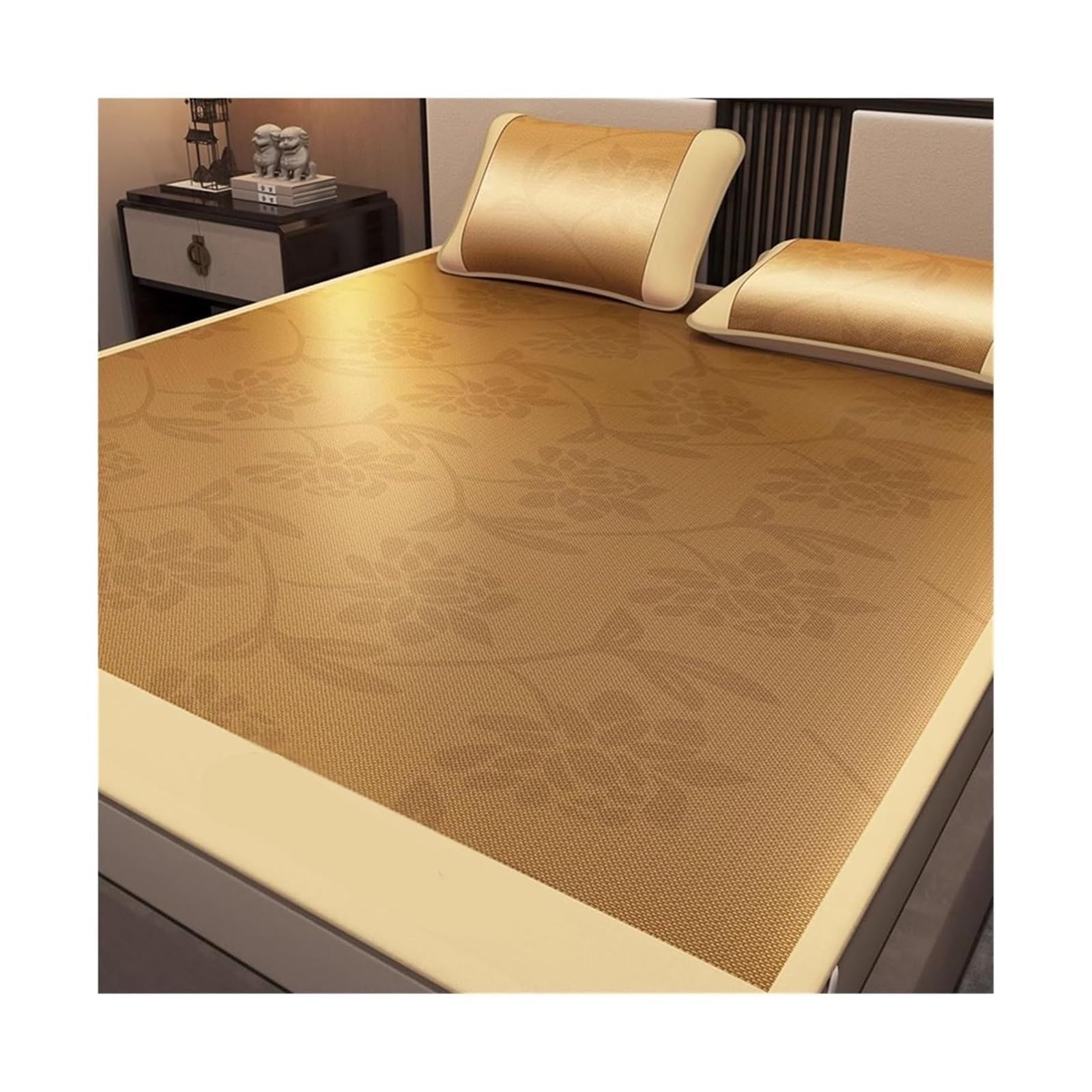 EGZASDI Summer Bamboo Mat Bed, Bamboo Ice Silk Cooling Mattress Foldable Sleeping Mat Multiple Sizes(150 * 200cm)