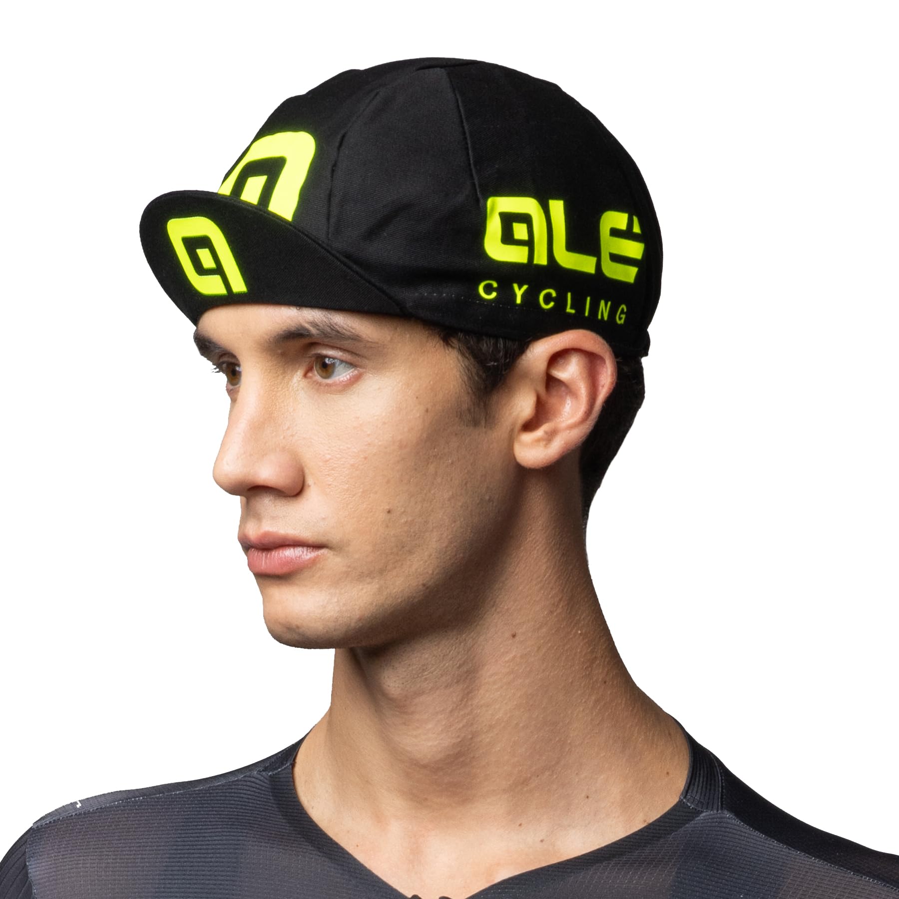 Ale' Unisex Black/Fluo Yellow Alé Cycling Cotton Summer Cycling Cap, One Size