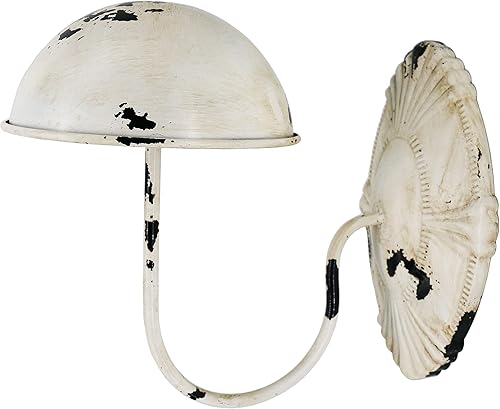 Owlgift Decorativo de metal estilo vintage montado en la pared de entrada sombrerogorrapeluca percha estante de exhibición, blanco rústico