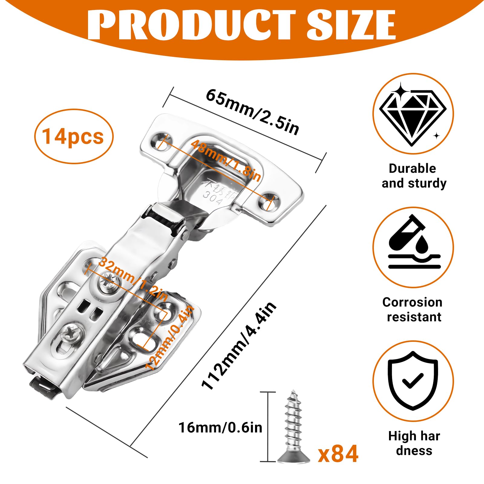 14 Pcs Cabinet Hinges - Image 2