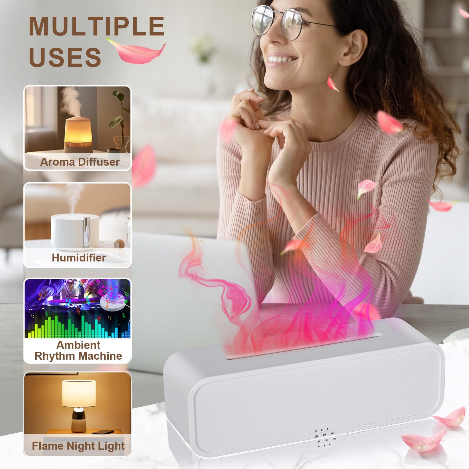 IEEILULU Flammen Aroma Diffuser, Diffuser ätherische öle mit Fernbedienung, und 7 Arten LED Lichtfarben mit Timer, Perfekt für Zuhause Büro Schlafzimmer