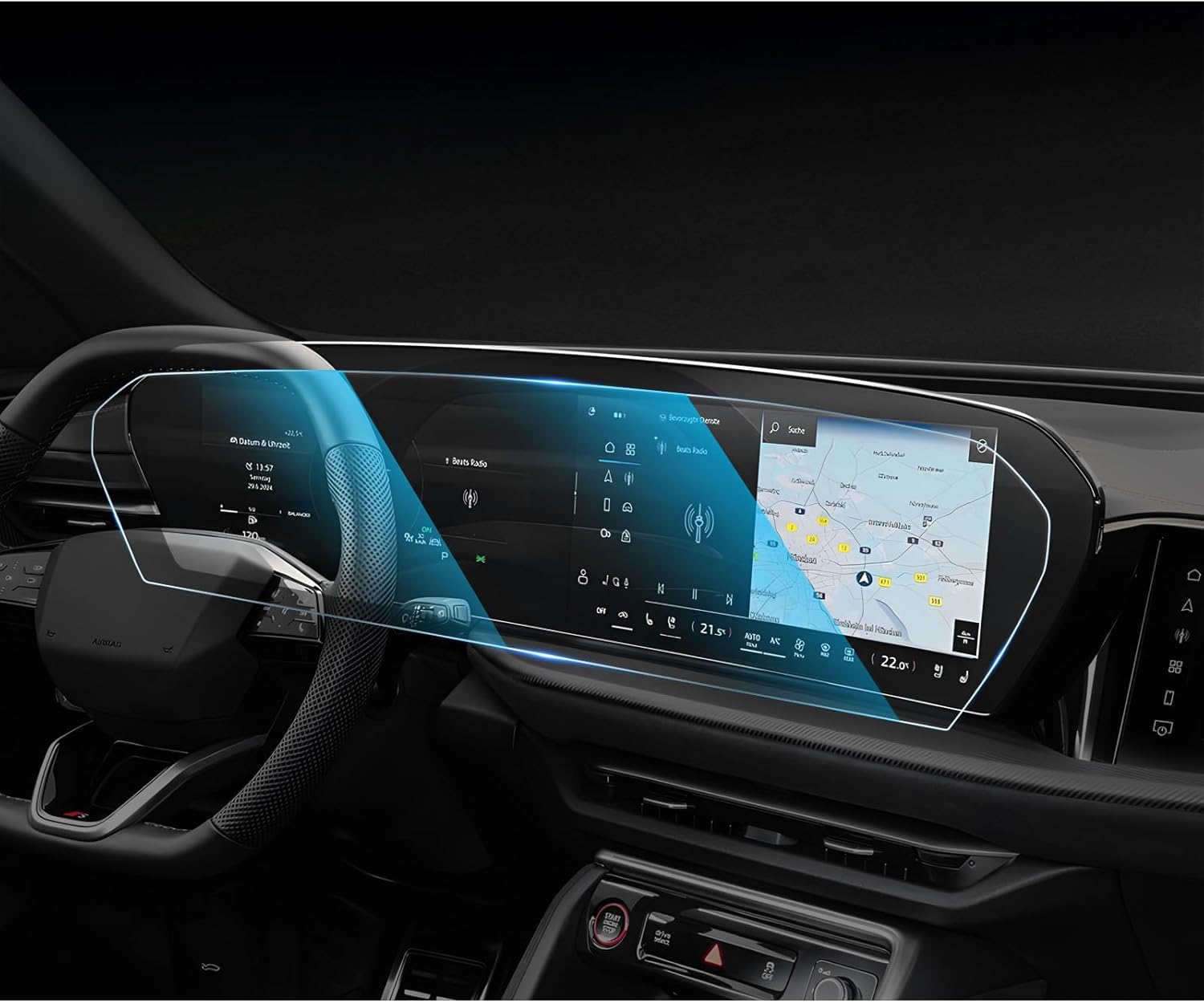 CDEFG Tempered Glass for Audi Q5 (2026), Q6 etron (2025 2026) Screen Protector, 14.5 Inch Touchscreen & 11.9 Inch Instrument All-in-One Accessories Q5 /Q6 14.5" & 11.9"All-in-One Tempered Glass