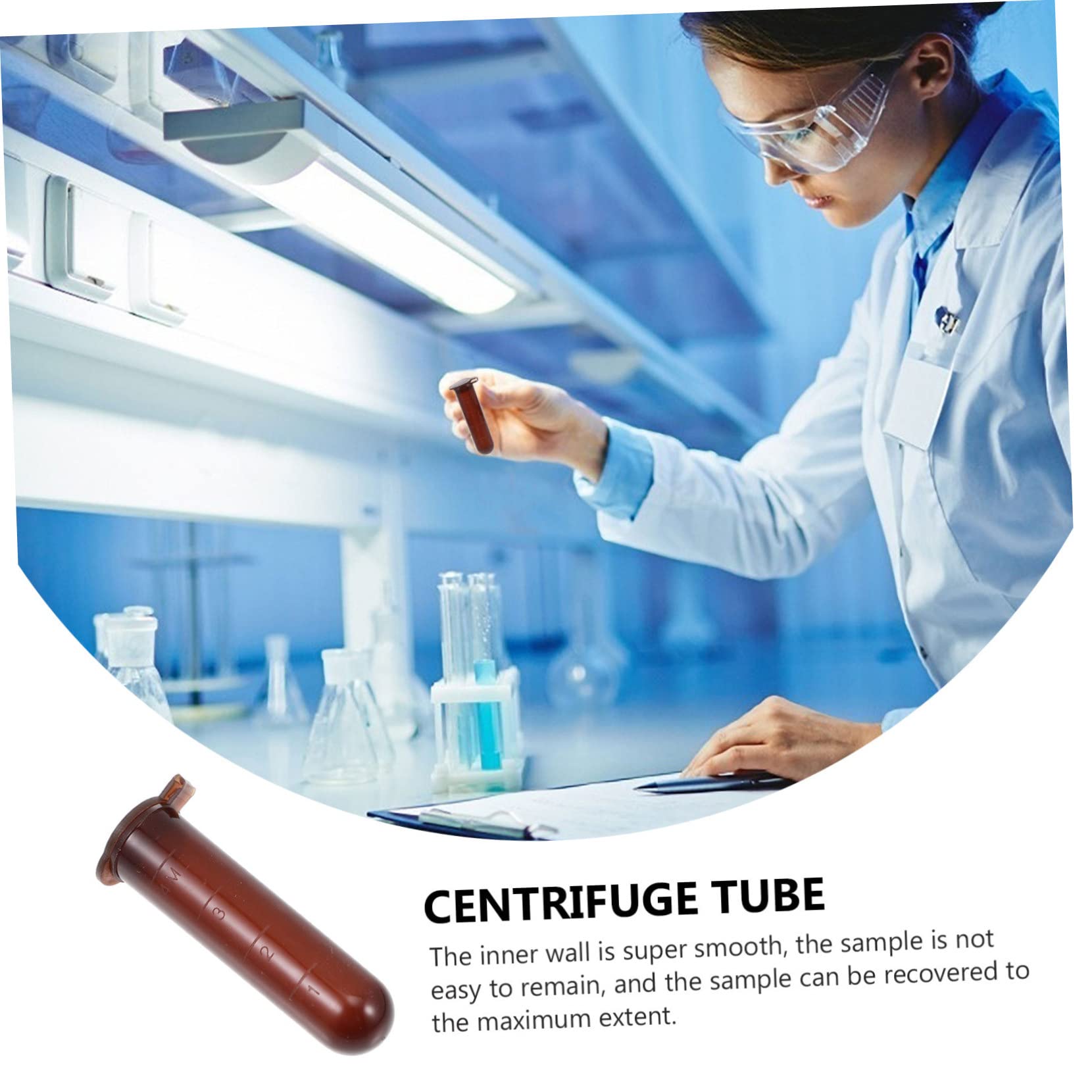 Provette Centrifuga 5ml Marroni Graduate in Plastica 300 Pezzi | Fondo Rotondo Coperchio Integrato, Scala Graduata per Uso Biologico e Laboratorio
