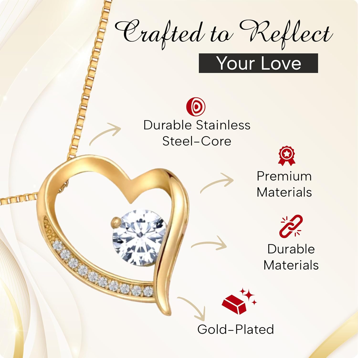 Larvincy To My Wife Necklace from Husband With Heartfelt Message & Elegant Box - Soulmate Necklace for Women, Romantic Jewelry Gift for Her On Birthday, Anniversary