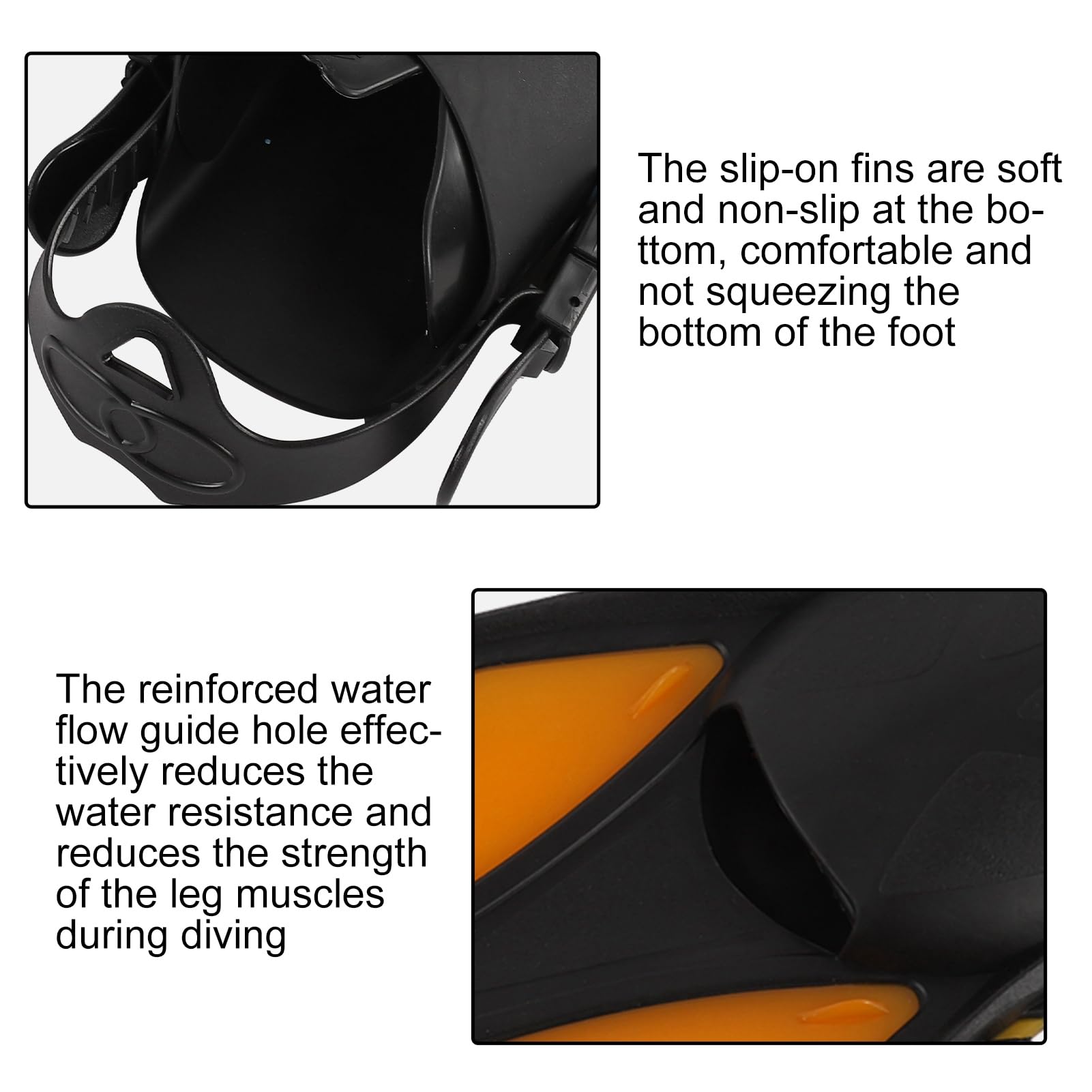 Pinne da snorkeling regolabili Morbide TPR Pinne da immersione lunghe Nuoto Arancione