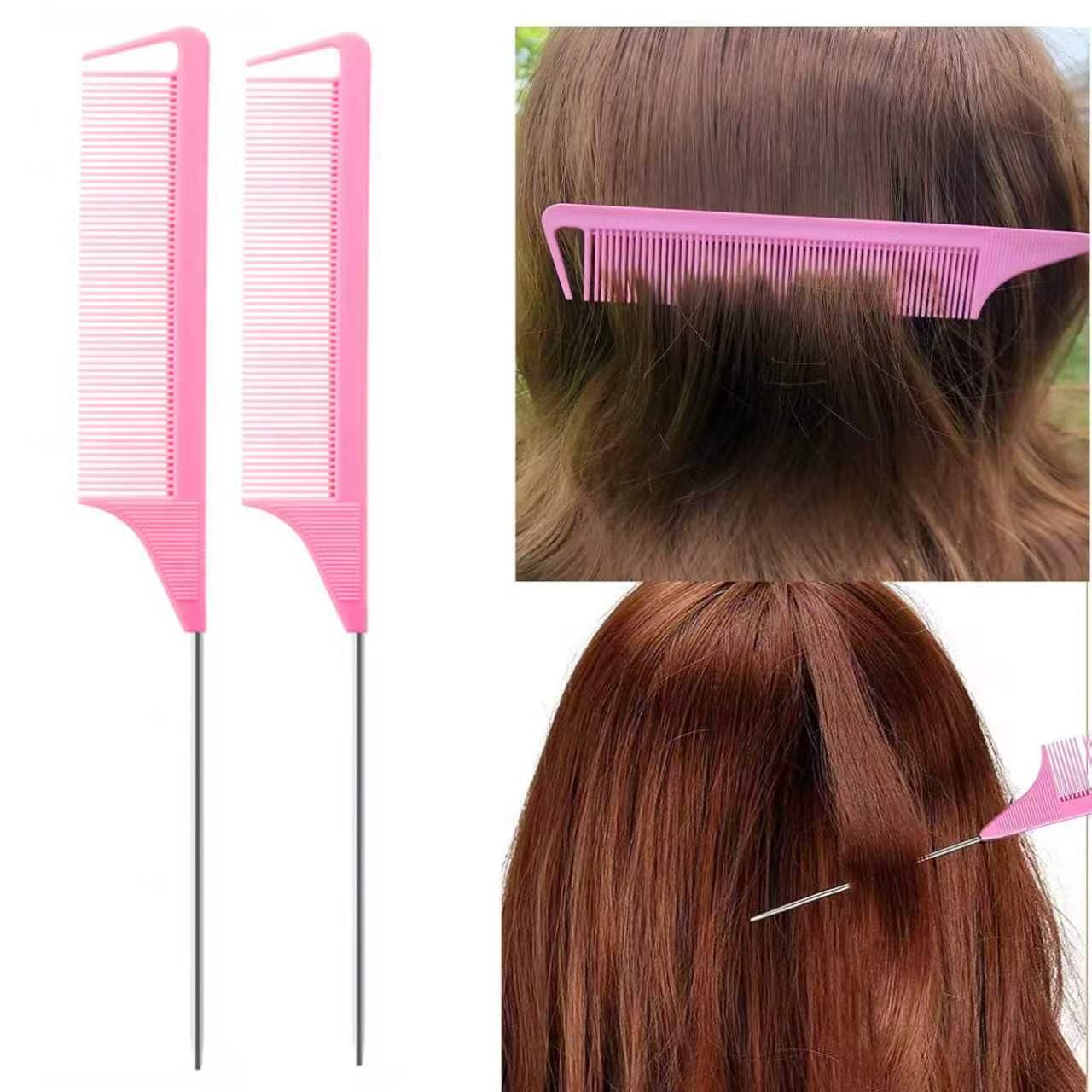 ZVOREI 5pcs Boar Bristle Slick Back Hair Brush Set, Pink view 3
