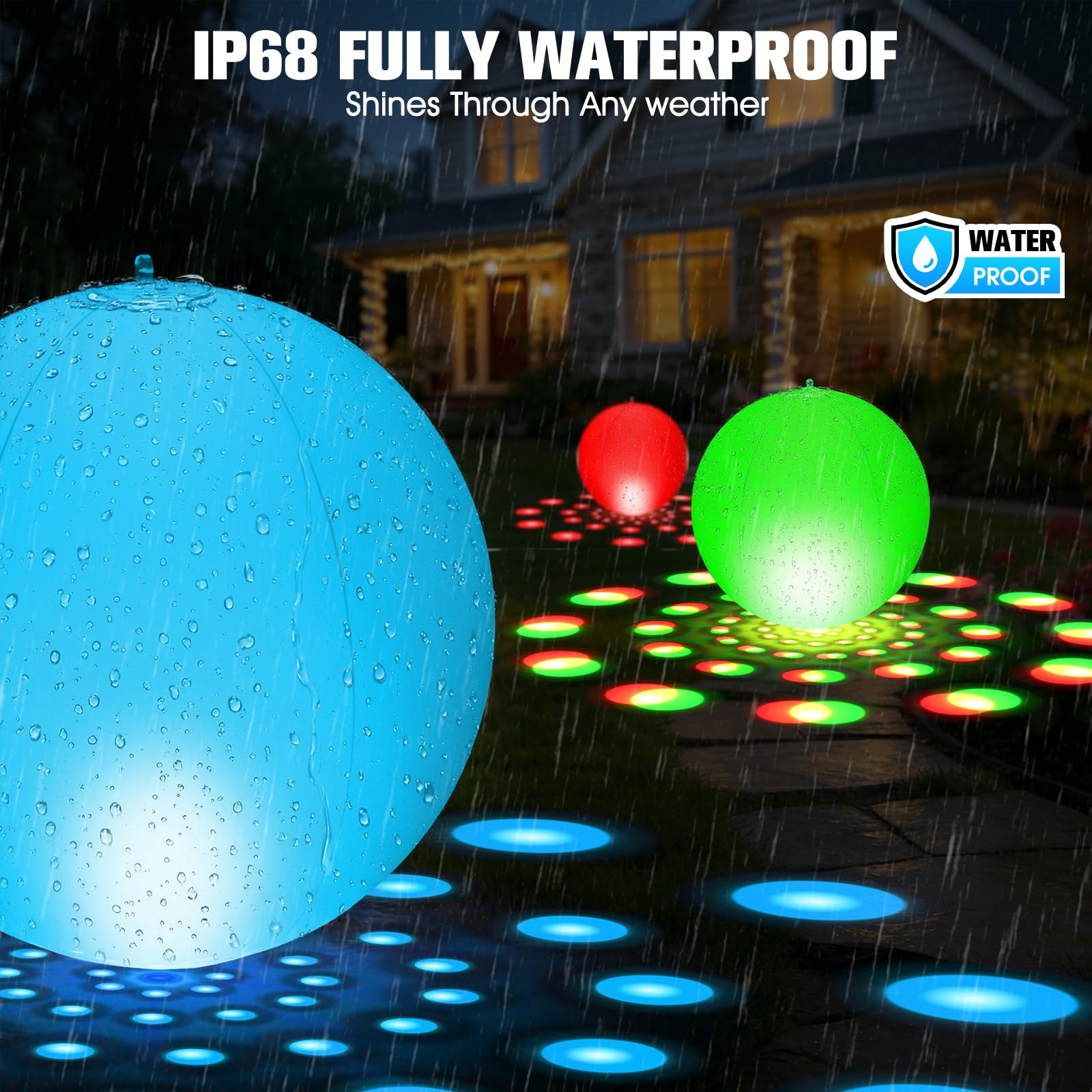 Schwimmende Pool-Lichter, 38,1 cm, aufblasbare, solarbetriebene Pool-Lichter, schwimmend, farbwechselnde LED-Kugeln, IP68 wasserdicht, solarbetriebene Leuchtkugeln für Pool, Teich, Partydekoration im
