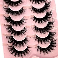 Vista 5 de HBZGTLAD 7 pares de pestañas de media pestaña segmentadas manga 3D, pestañas de aspecto natural, pestañas de visón esponjosas, paquete de pestañas