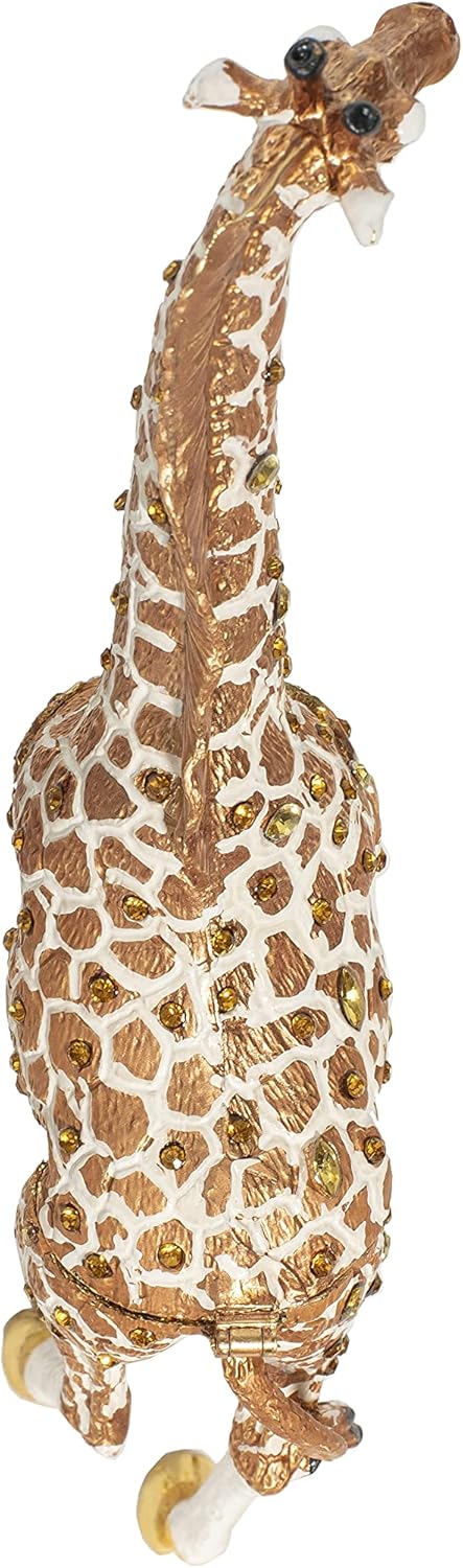 Giraffe Figurine Home Décor Accents Trinket Jewelry Box, Hand-Painted Hinged Animal Trinket Box, Elegant Home Décor & Unique Gift for Animal Lovers